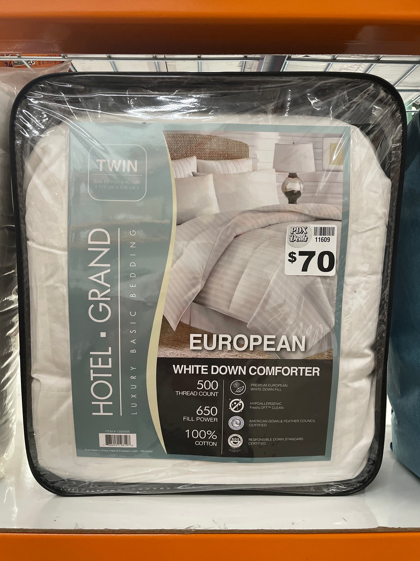 Hotel Grand European White Down Comforter - Twin