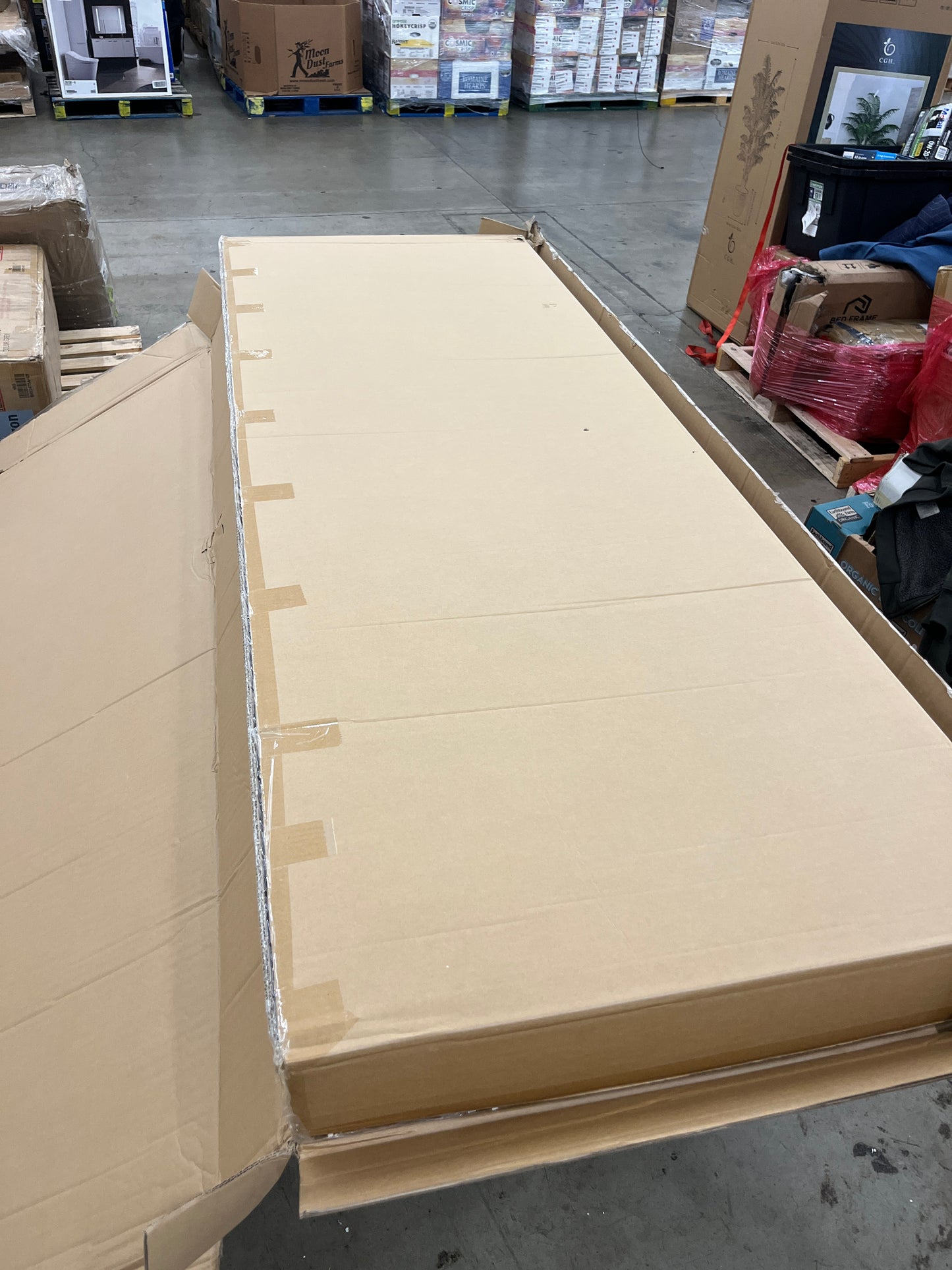 Bme Vivian 14 Inch Deluxe Bed Frame with Headboard, Rustic & Scandinavian Style with Solid Acacia Wood, No Box Spring Needed, 12 Strong Wood Slat Support, Easy Assembly, King, Rustic Golden Brown - Retail $489