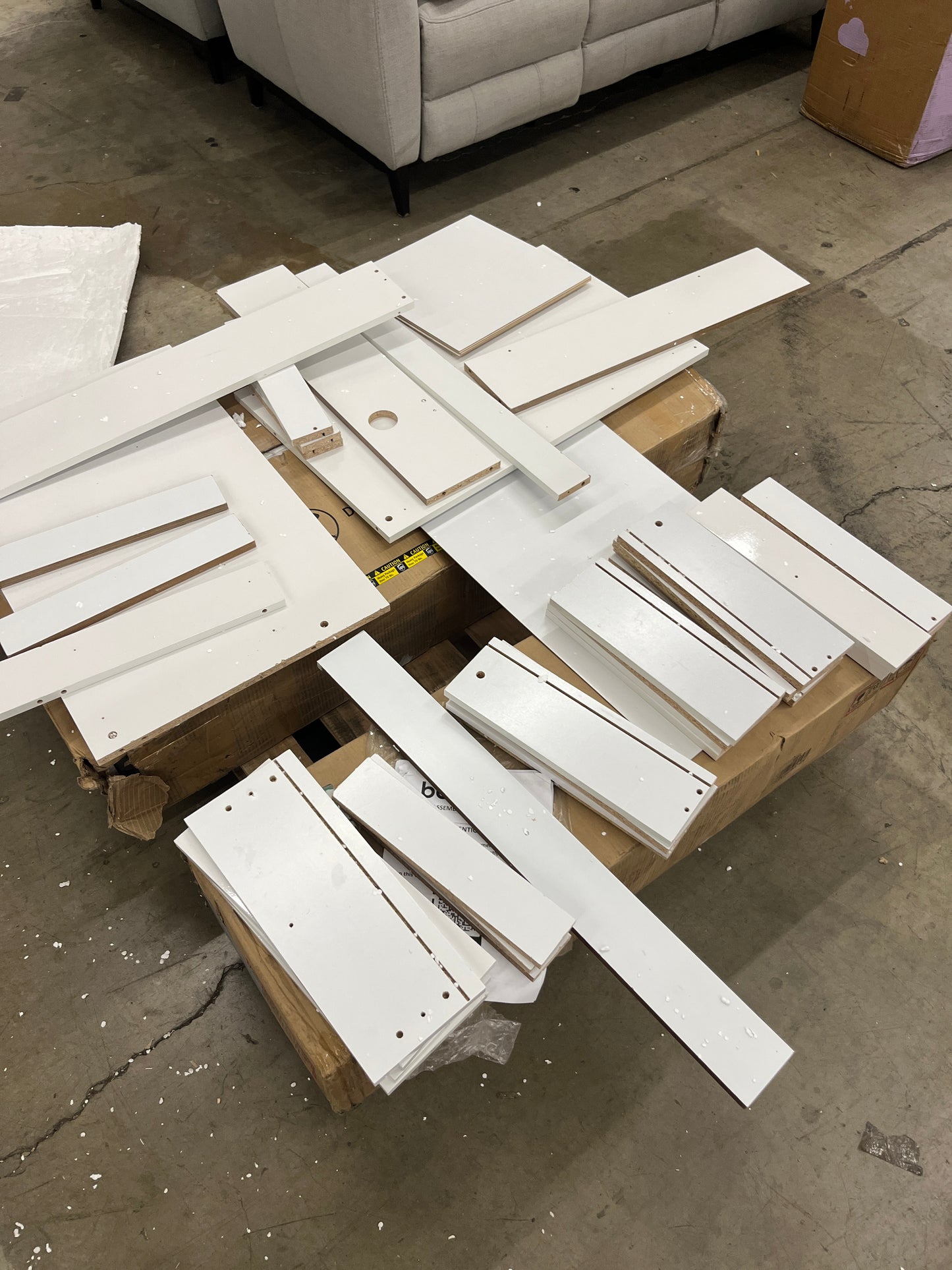 Boahaus Alana White Makeup Vanity Desk with Mirror and Lights, Crystal Knobs, 5 Drawers for Ample Storage, Glas Top, Elegant White Dressing Table with Mirror for Bedroom - Retail $254