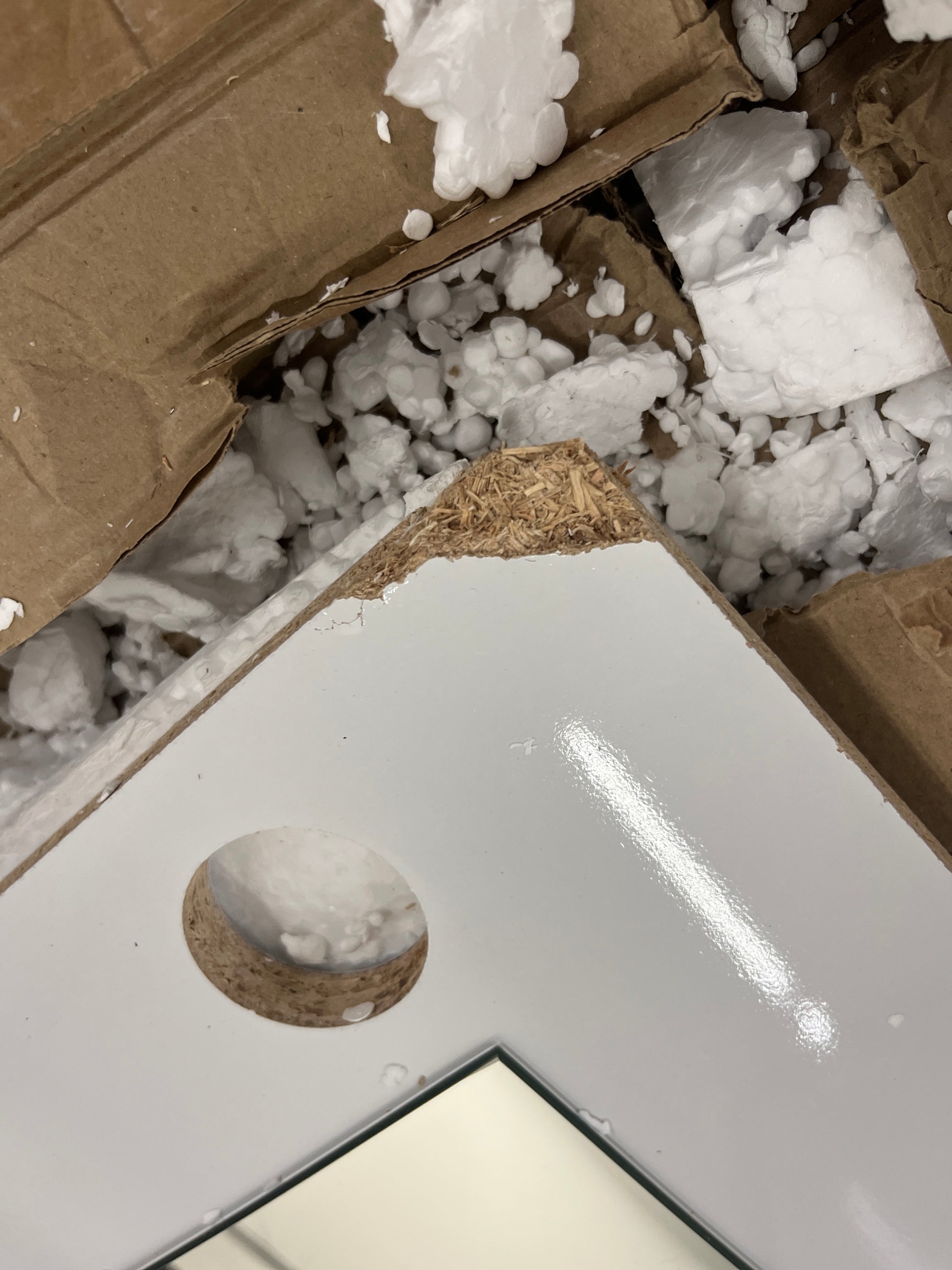 Boahaus Alana White Makeup Vanity Desk with Mirror and Lights, Crystal Knobs, 5 Drawers for Ample Storage, Glas Top, Elegant White Dressing Table with Mirror for Bedroom - Retail $254