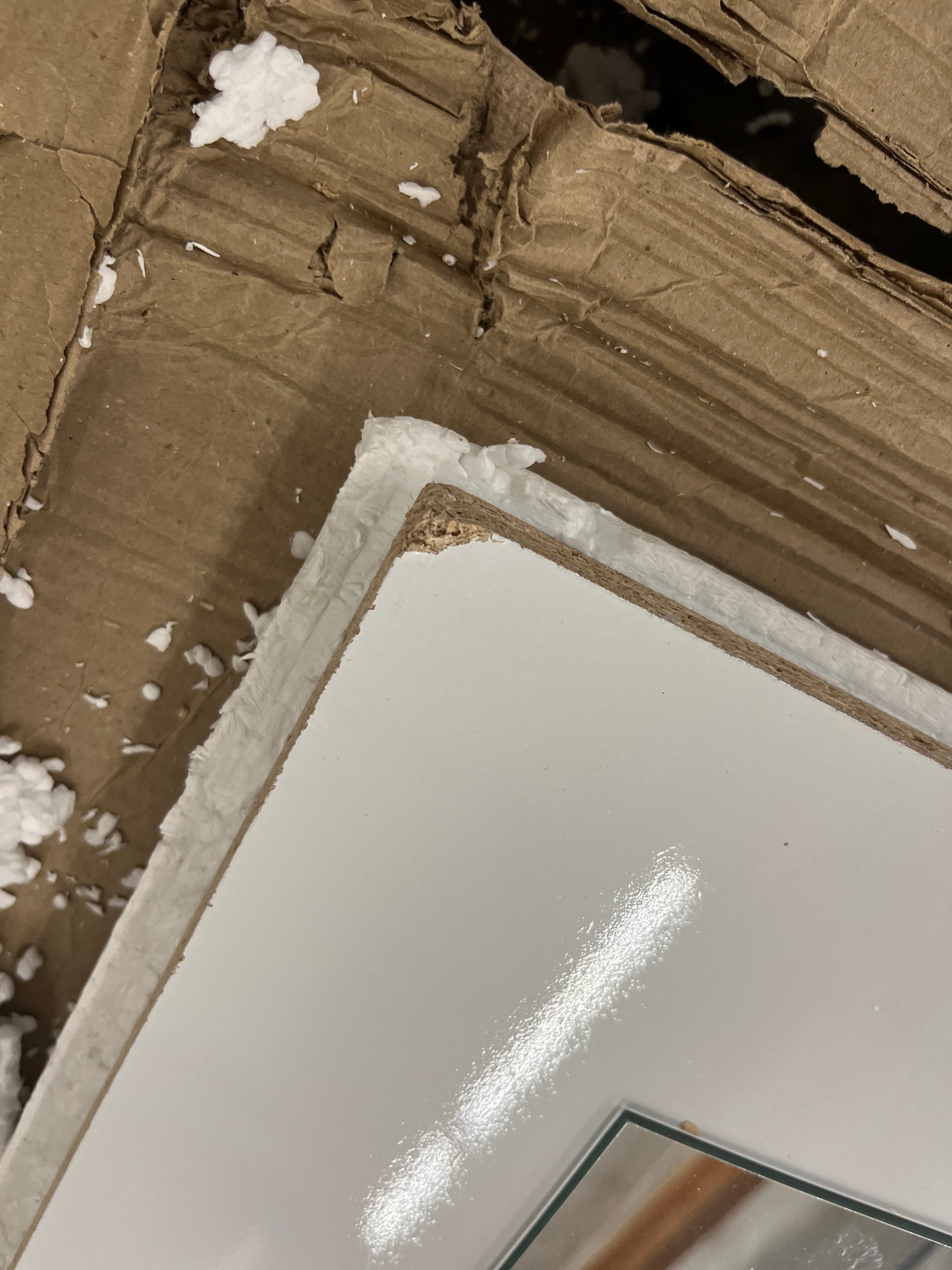 Boahaus Alana White Makeup Vanity Desk with Mirror and Lights, Crystal Knobs, 5 Drawers for Ample Storage, Glas Top, Elegant White Dressing Table with Mirror for Bedroom - Retail $254