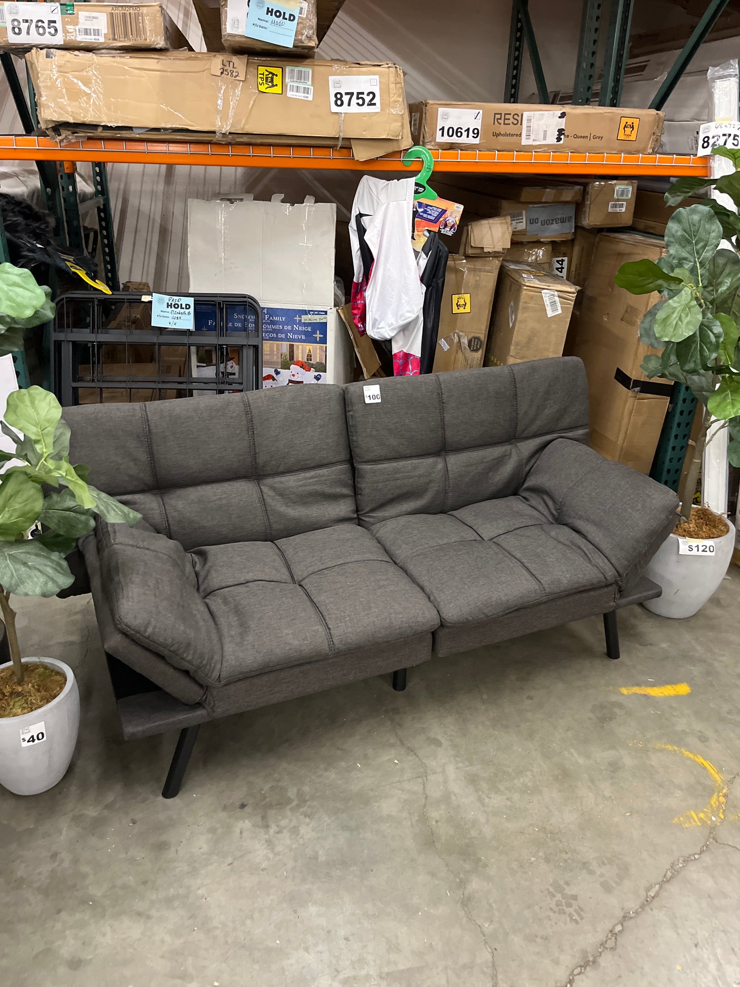 MUUEGM Futon Sofa Bed Couch Memory Foam Futon Convertible Couch Bed Sleeper,Modern Love Seat Daybed Sofa for Living Room,Small Space,Office,71",Adjustable Backrests Armrests,Grey