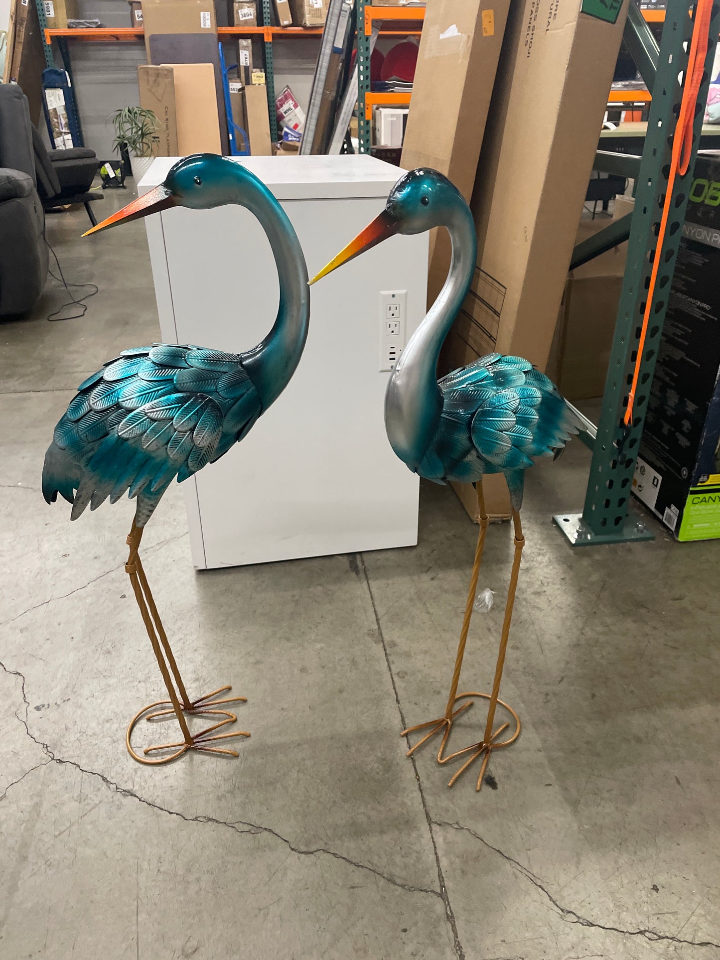 35” Blue Heron Statue Pair - Retail $40