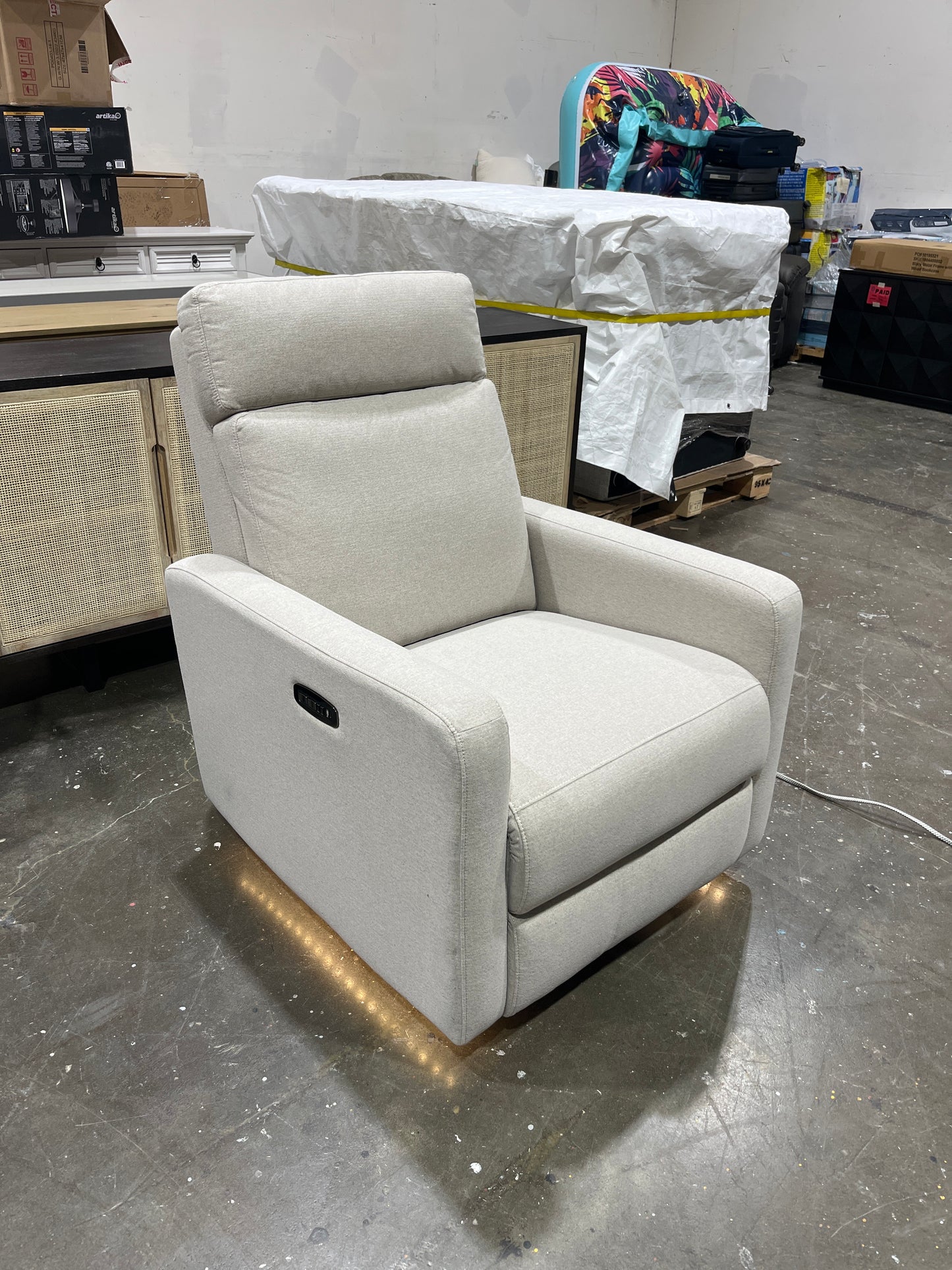 Tallula Fabric Power Glider Recliner with Power Headrest