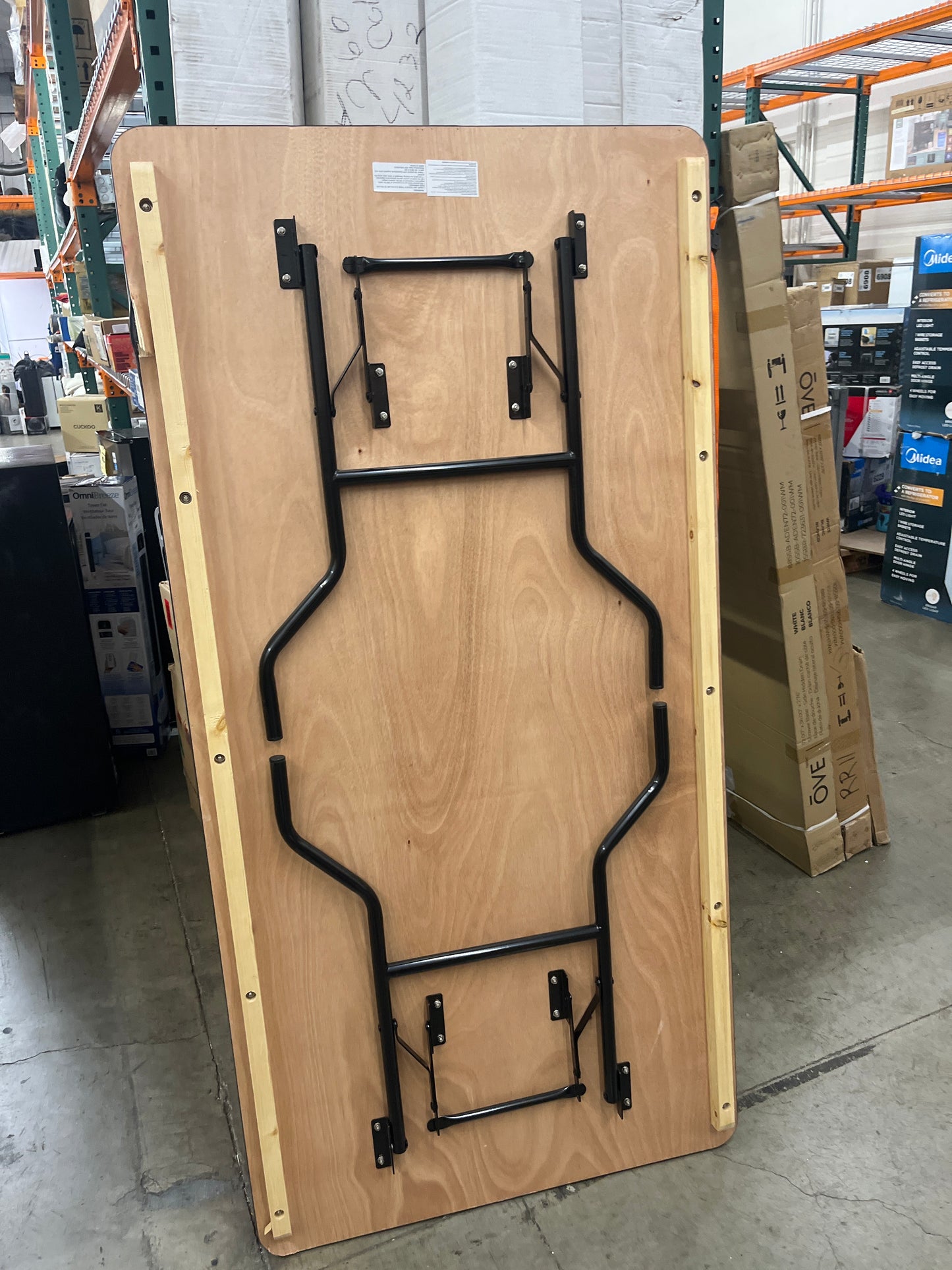 Flash Furniture Fielder 6ft Rectangular All-Occasion Wood Folding Event Table, Foldable Portable Banquet Table with Wooden Top, Natural/Black - Retail $186