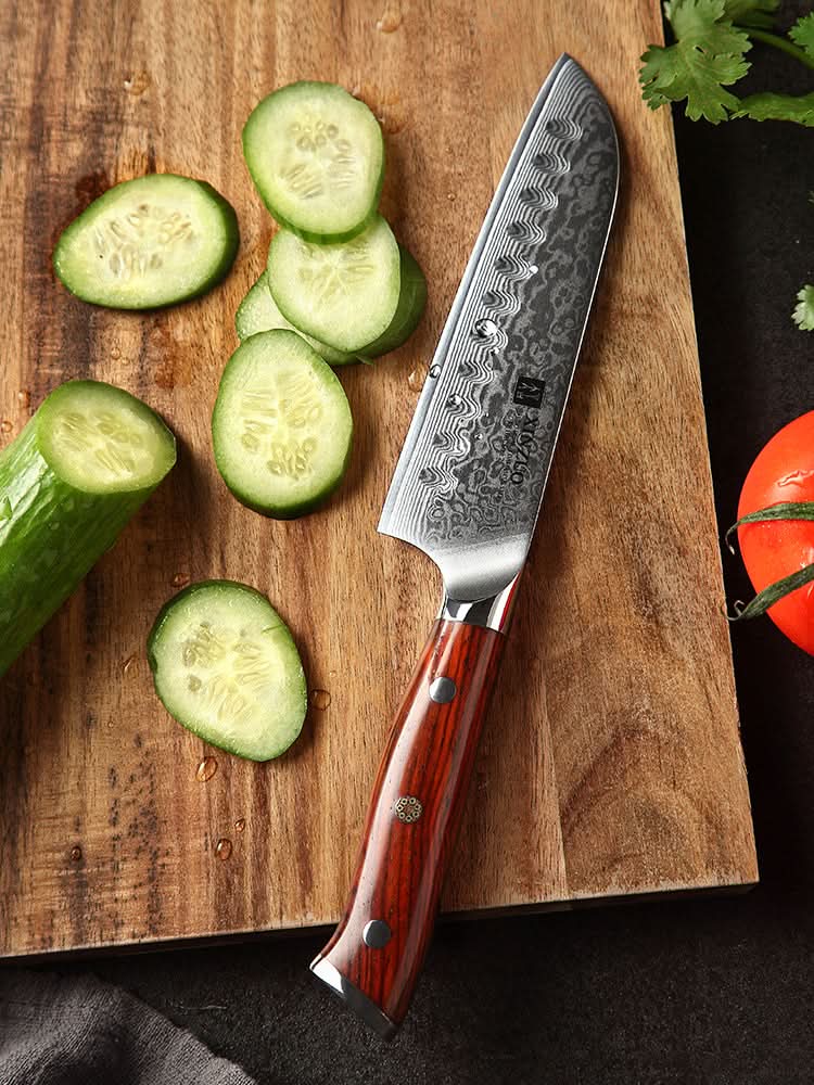 XINZUO YU Series 5 Inch Santoku Damascas Steel Knife