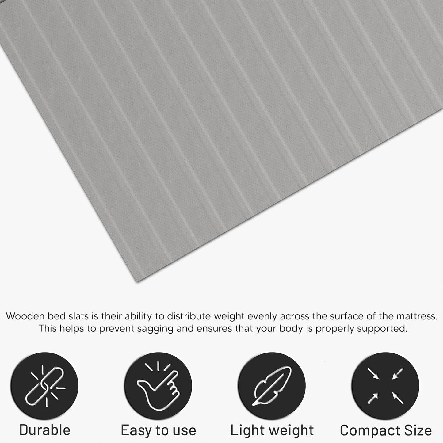 NEW - Greaton KING 0.75-Inch Heavy Duty Wooden Bunkie Board/Bed Cover, Enhance Mattress Support, Grey, Horizontal Slat - Retail $111