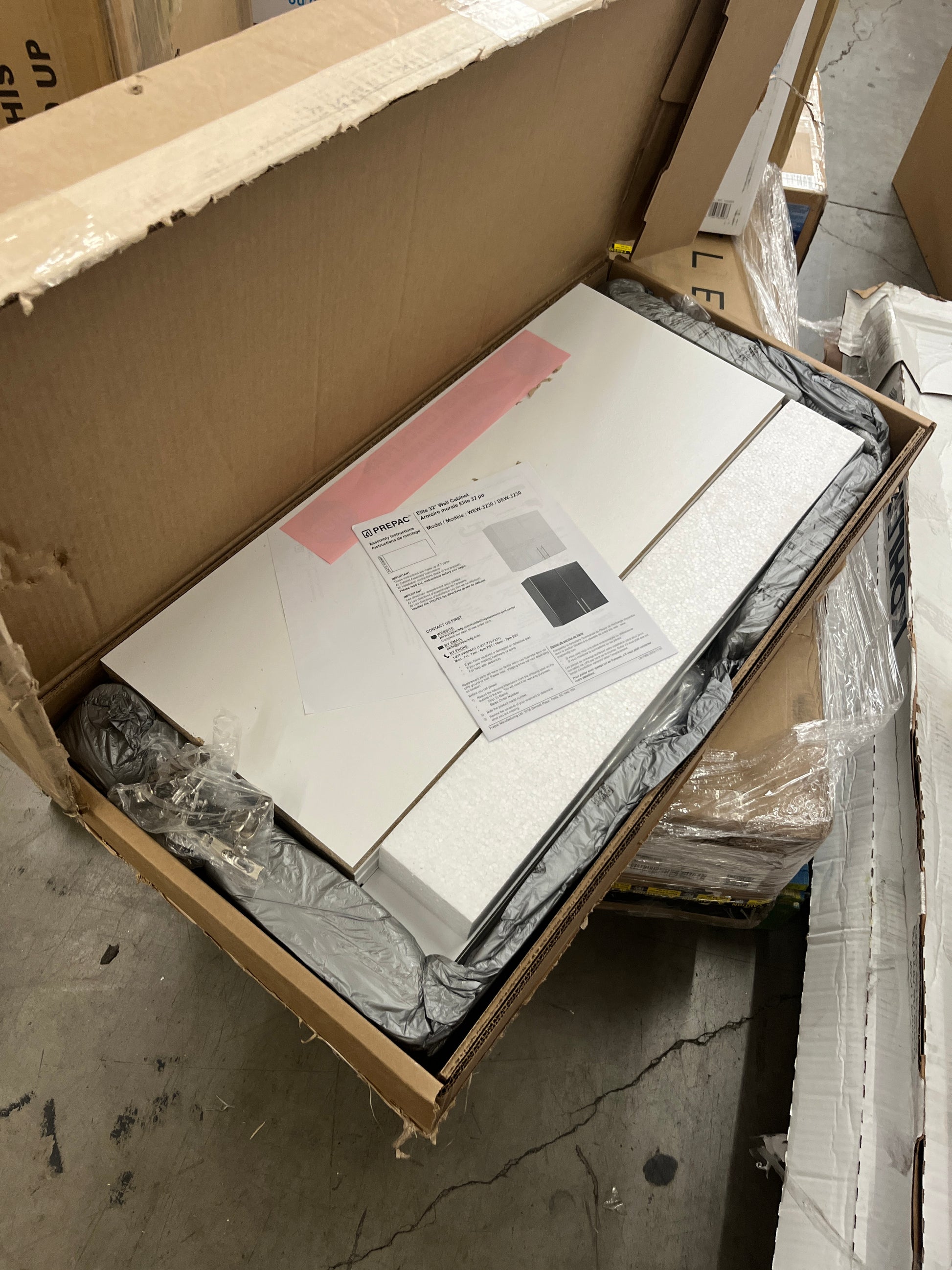 Prepac Elite 32" Wall Cabinet, White Storage Cabinet, Bathroom Cabinet, Pantry Cabinet with 1 Adjustable Shelf 12" D x 32" W x 30" H, WEW-3230 - Retail $102