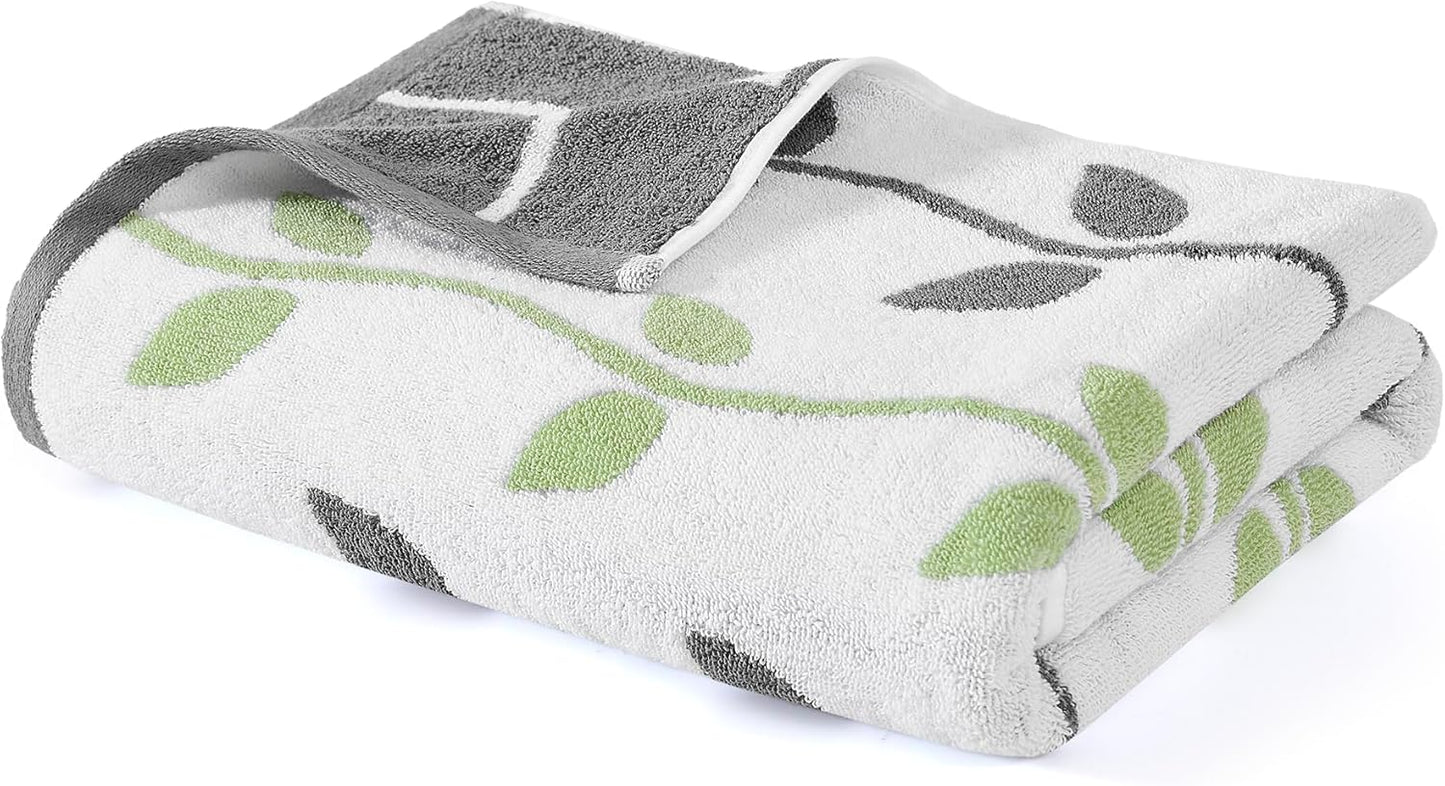 Modern Threads Organic Vines 6-Piece 100% Cotton Towel Set – Yarn Dyed Jacquard & Solid – Includes 2 Bath Towels, 2 Hand Towels, 2 Washcloths – Absorbent, Quick Dry, Soft & Durable – Gray