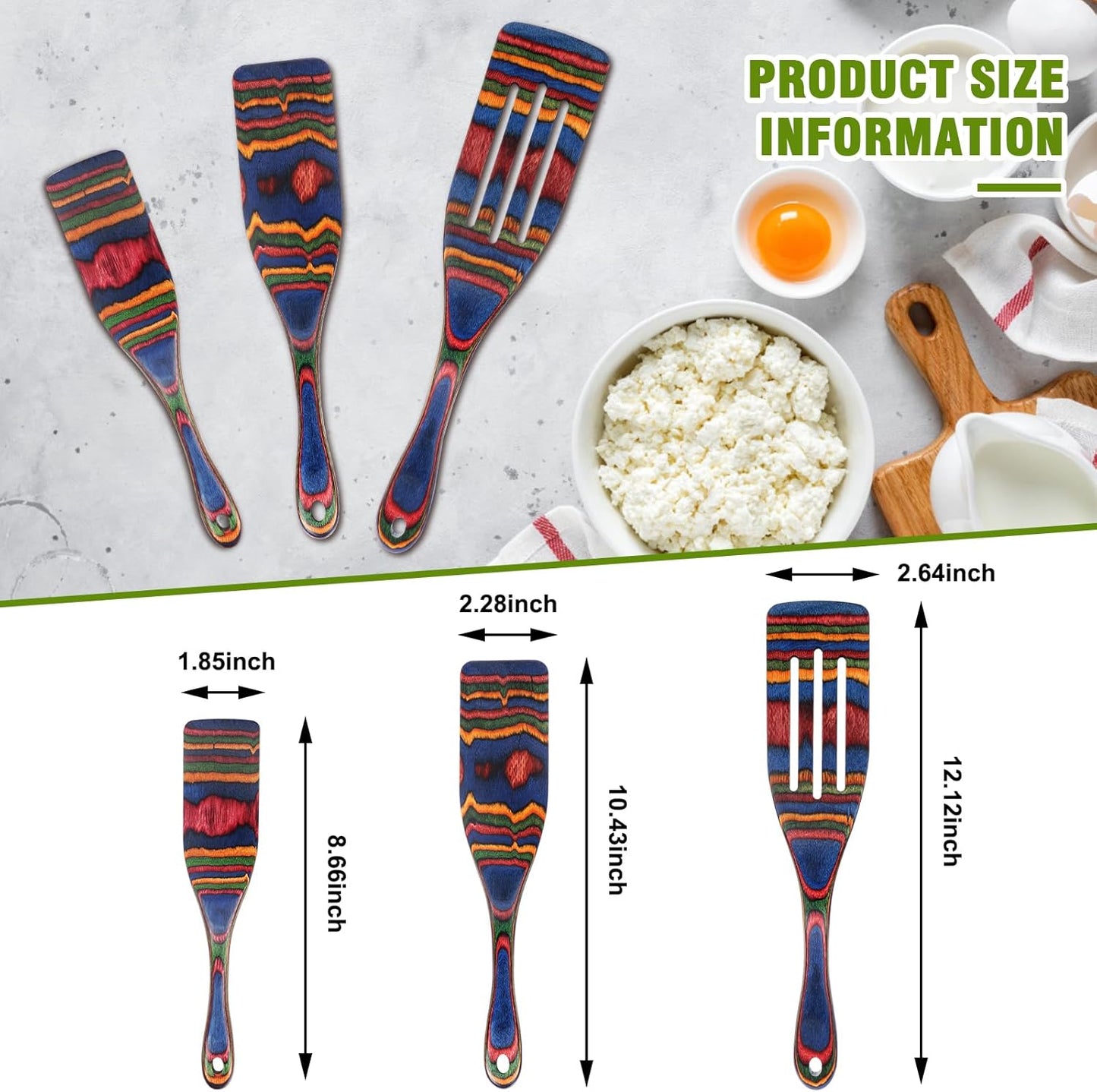 Spurtle Set, Wooden Utensils for Cooking, Kitchen Utensils Set, Pakkawood Kitchen Cooking Utensils Set, Apartment Essentials Wood Serving Spatula spoon, Home & kitchen Gift for Women & Men