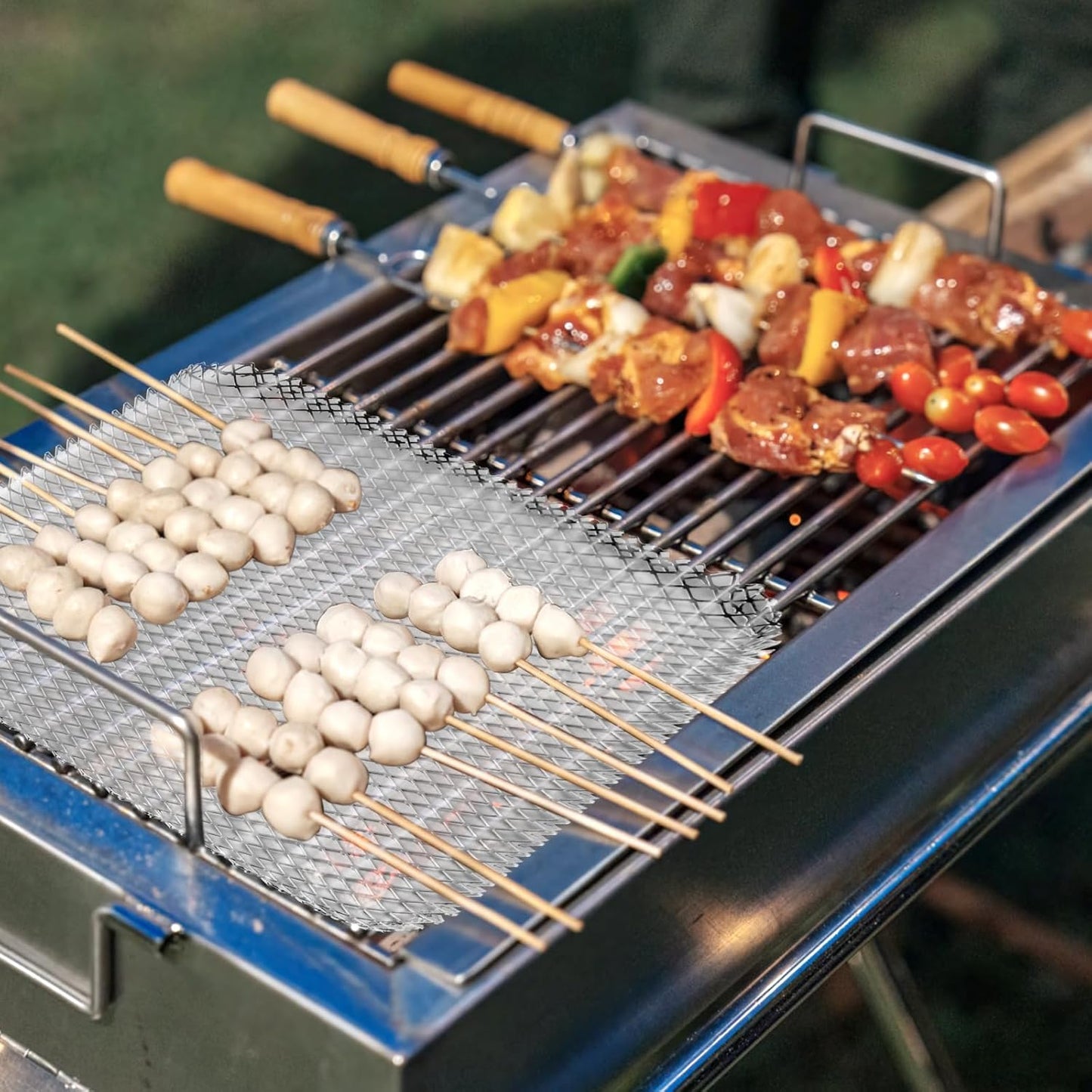 Grill Topper, Grill BBQ Disposable Grill Toppers, 10 Pack Grill Topper for Outdoor Grill Disposable Grilling Liners Prevent Food from Falling Through Grill Grates - 15.3x12 Inch