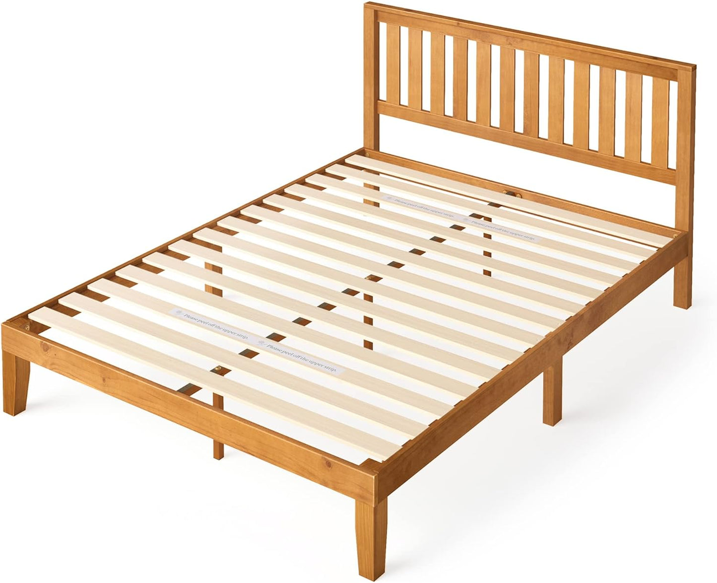 NEW - ZINUS Alexia Wood Platform Bed Frame with headboard, Solid Wood Foundation with Wood Slat Support, No Box Spring Needed, Easy Assembly, Rustic Pine, Full - Retail $271
