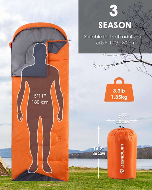 Sleeping Bag for Adults Lightweight - Cold Weather Sleeping Bag for Camping with Compression Bag