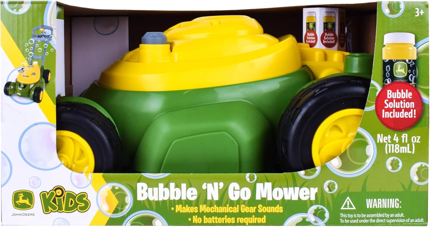 John Deere Bubble Lawn Mower for Toddlers, Bubble Blowing Machines, Indoor and Outdoor Gardening Toy, Birthday, Party Favor for Preschool Girls and Boys, No Batteries Required, 2+