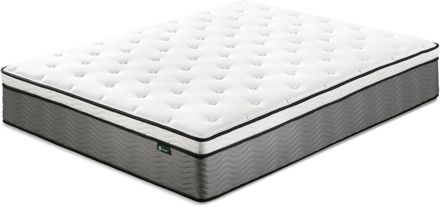 NEW - Zinus KING 12 Inch True Support Hybrid Mattress [New Version], Fiberglass Free, Medium Feel, Motion Isolation, Certified Safe Foams & Fabric, Bed-in-A-Box - Retail $415