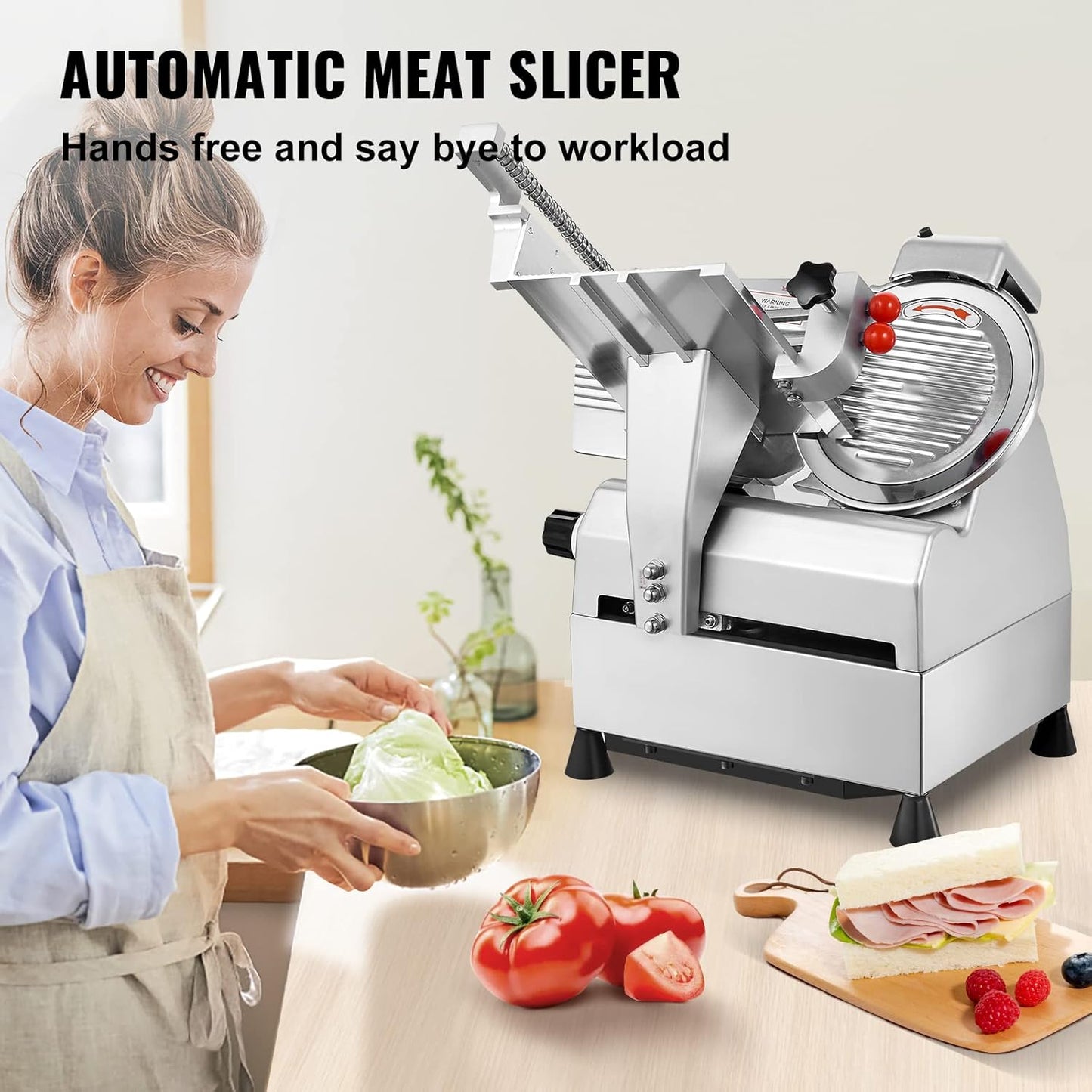[non working] VEVOR Automatic Meat Slicer, 540W Deli Slicer with Two 10" Stainless Steel Removable Blade, 0-15mm Adjustable Thickness for Home Use, Child Lock Protection, for Meat Cheese Bread