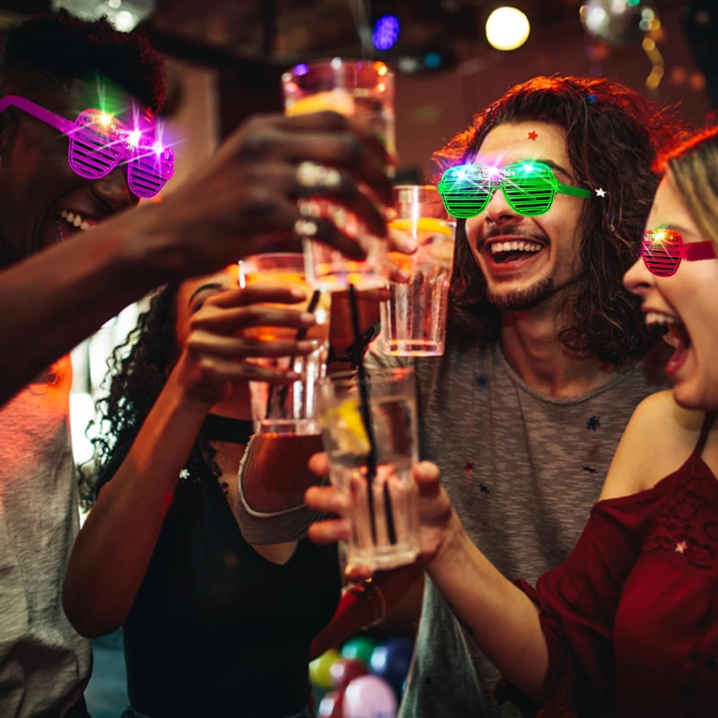 38PCS LED Glasses, Light Up Glasses, 5 Colors, 3 Light Modes, Glow in The Dark Party Supplies, Neon Party Favors for Birthday Gifts, Party Decorations, New Year, Carnival