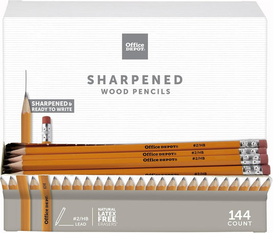 Office Depot® Brand Gravity Feed Woodcase Pre-Sharpened Pencils, 2.2 mm, HB Hardness, Yellow, Box Of 144 Pencils - Retail $15