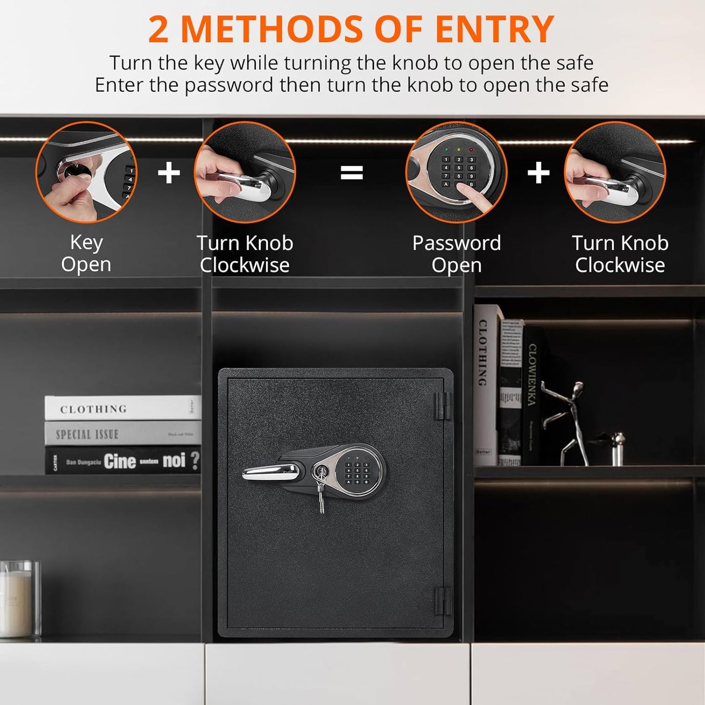 Fireproof and Waterproof Safe Box, 5.48 Cubic Feet Extra Large Lock Box, Home Safe with Programmable Keypad and Inner Lock, Security Safe - Retail $496