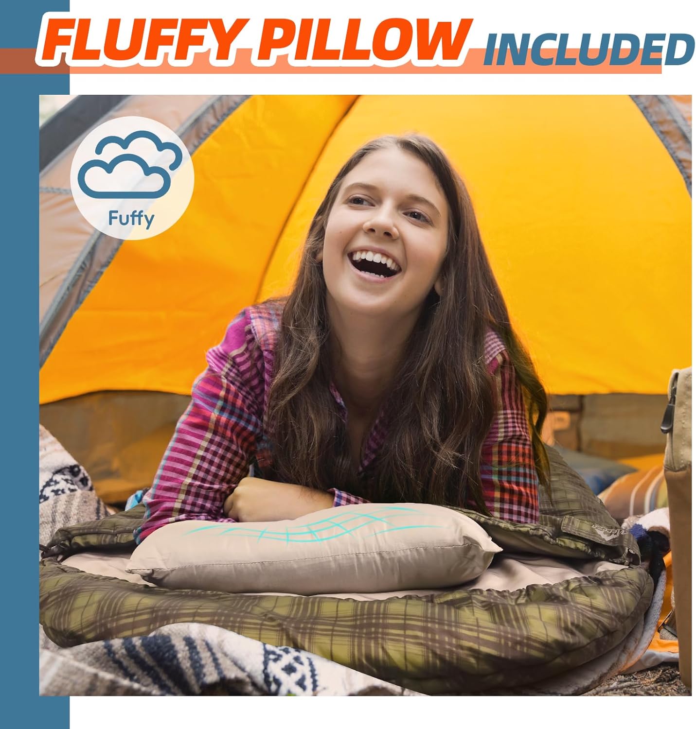 MEREZA 0 Degree Winter Sleeping Bag for Adults Kids with Pillow, Cold Weather Sleeping Bag for 4 Season Camping Hiking Backpacking Sleeping Bags for Big and Tall