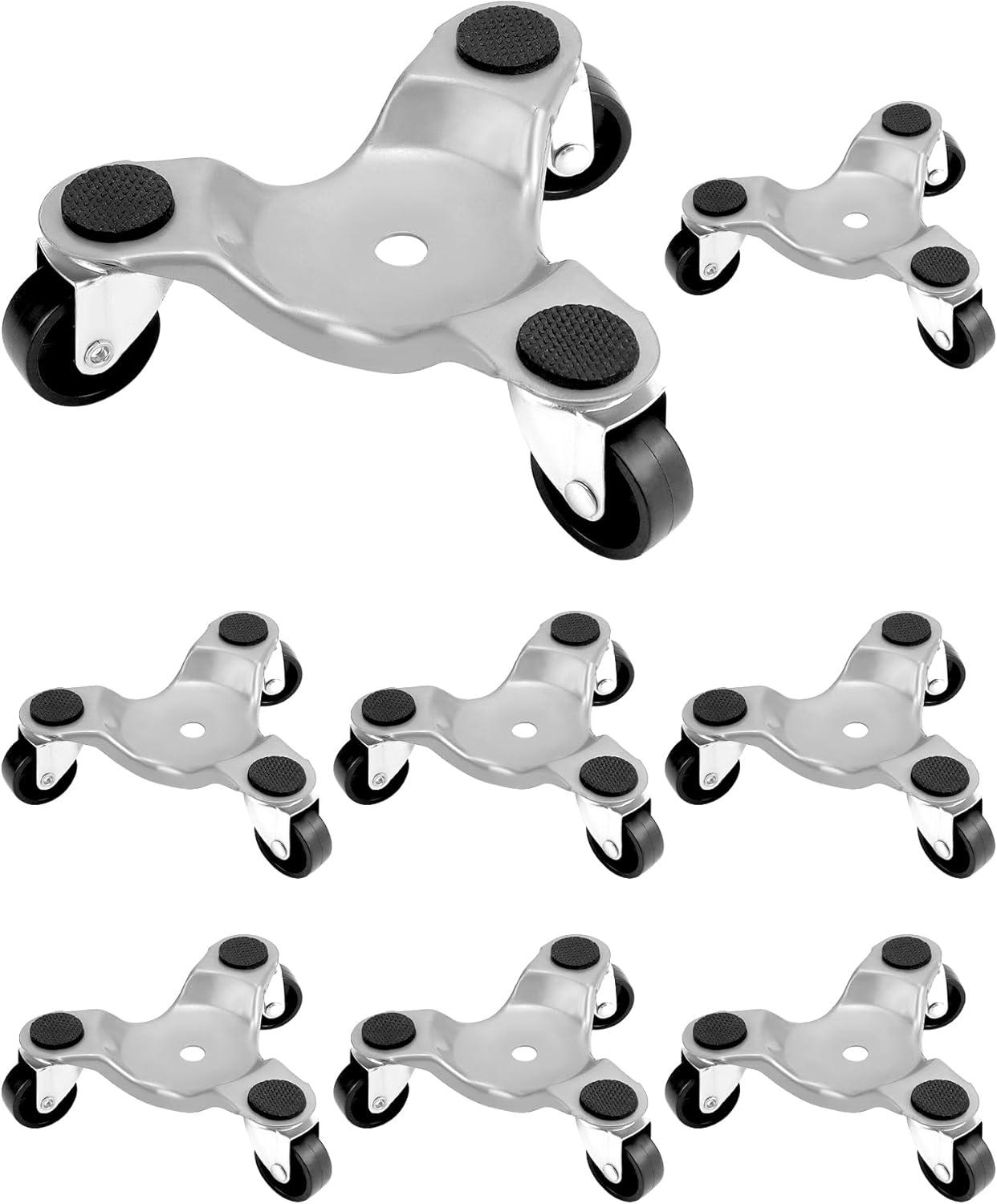 QWORK 8 pcs 6" Steel Tri-Dolly, 200 lbs Load Capacity, Great for Moving Furniture & Appliances, Durable and Easy to Use
