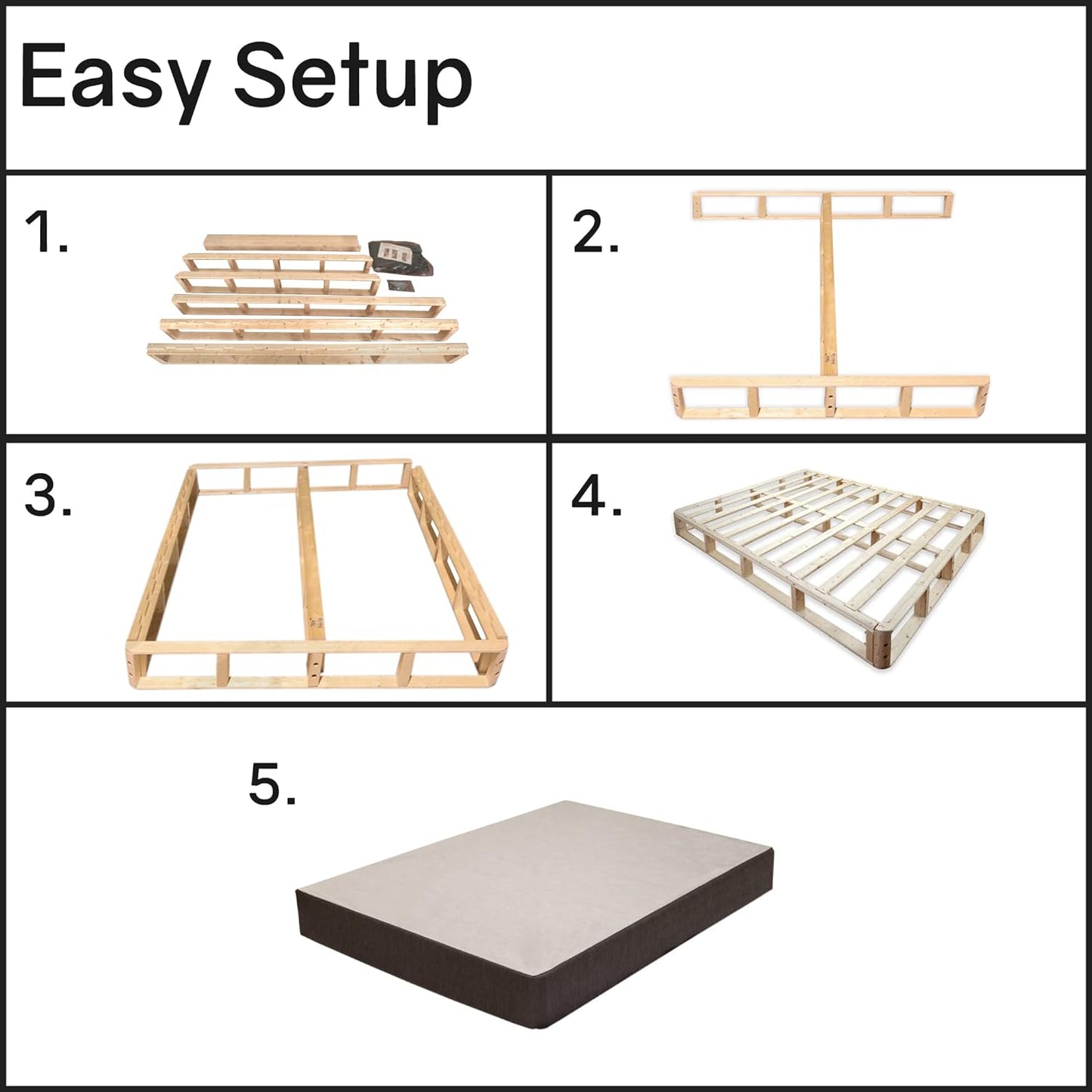 NEW - Spring Coil 8-Inch QUEEN High Profile Mattress Foundation / Â Strong Wood Structure/Easy Simple Assembly Box Spring, Queen, Black - Retail $180
