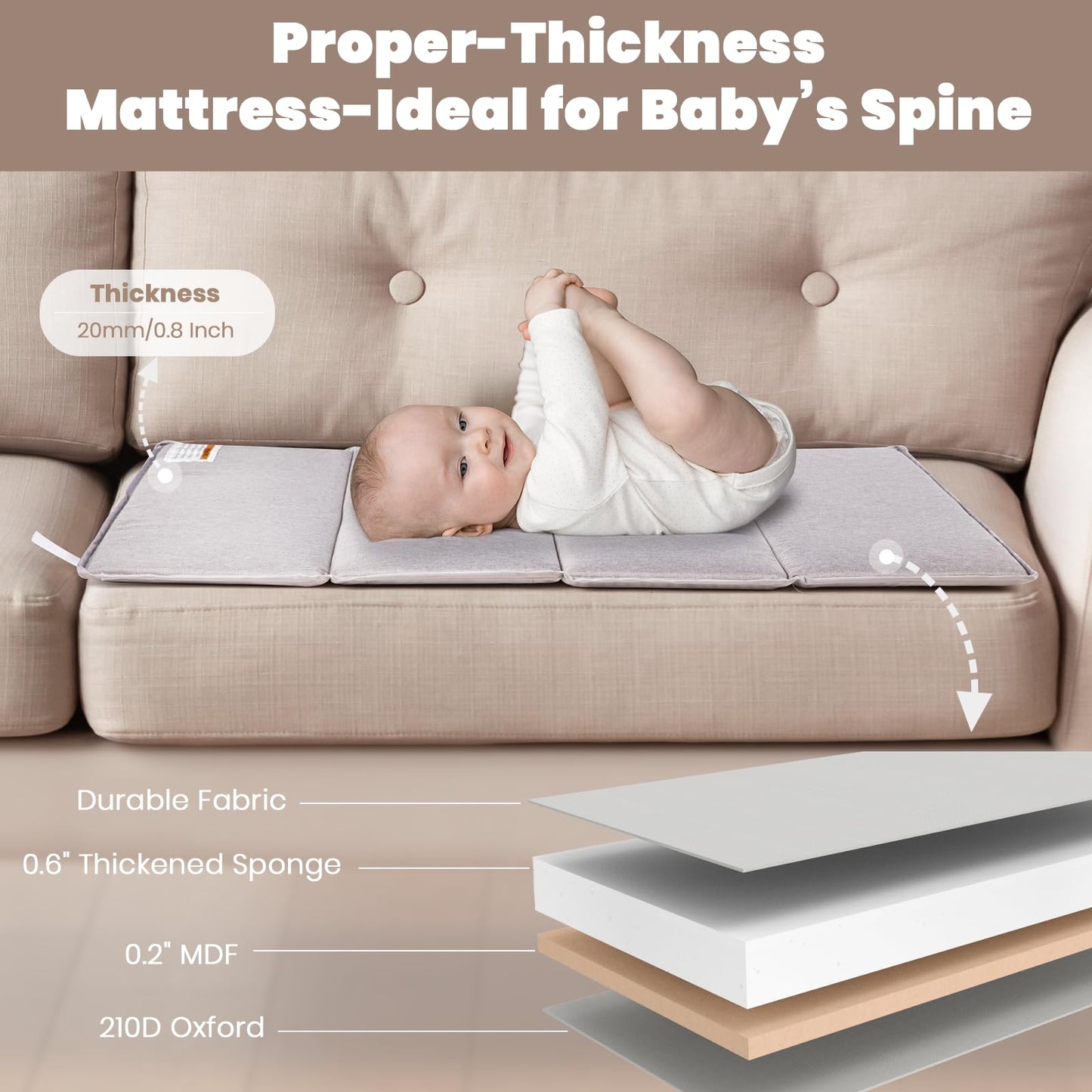 Baby Bassinets Bedside Sleeper, 4 in 1 Portable Bedside Crib w/Mattress, Diaper Changer, Storage Basket, Music Box, Carry Bag, Foldable Playard Sleeper for Newborn (Light Gray)