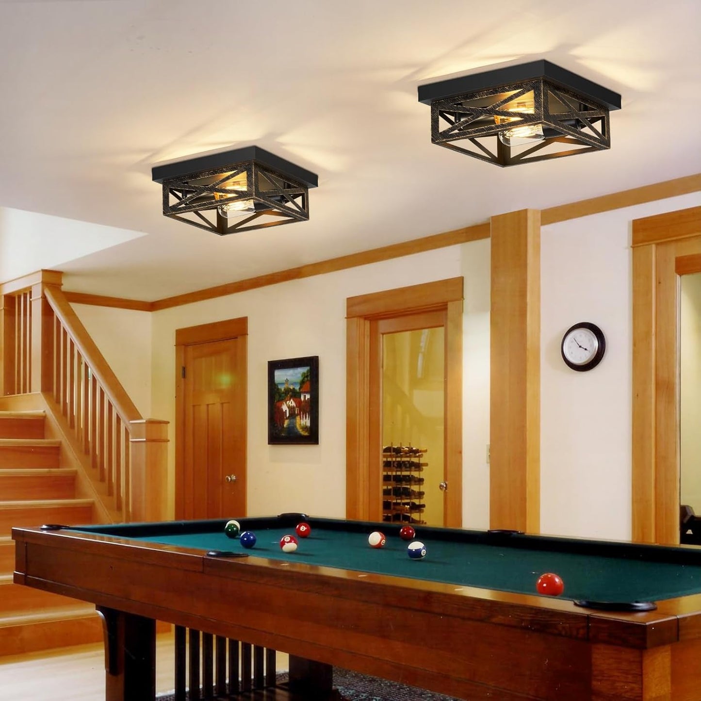 ZHU YAN 2 Pack Farmhouse Flush Mount Ceiling Light,Rustic Flush Mount Ceiling Light Fixture,Light Fixtures Ceiling Mount for Kitchen,Hallway,Entrywaye26 Base