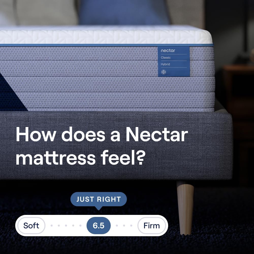 Nectar Classic Hybrid 12” Queen Mattress (New Version) - Medium Firm - Contouring Memory Foam & Innerspring Coils - Cooling Top Layer - Pressure-Relief  - Retail $799