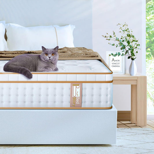 NEW - BedStory Queen Mattress, 14 Inch Gel Memory Foam Hybrid Mattress in a Box, Queen Size Mattress with Individually Wrapped Pocket Coils for Supportive and Pressure Relief, Made in USA,Black - Retail $543