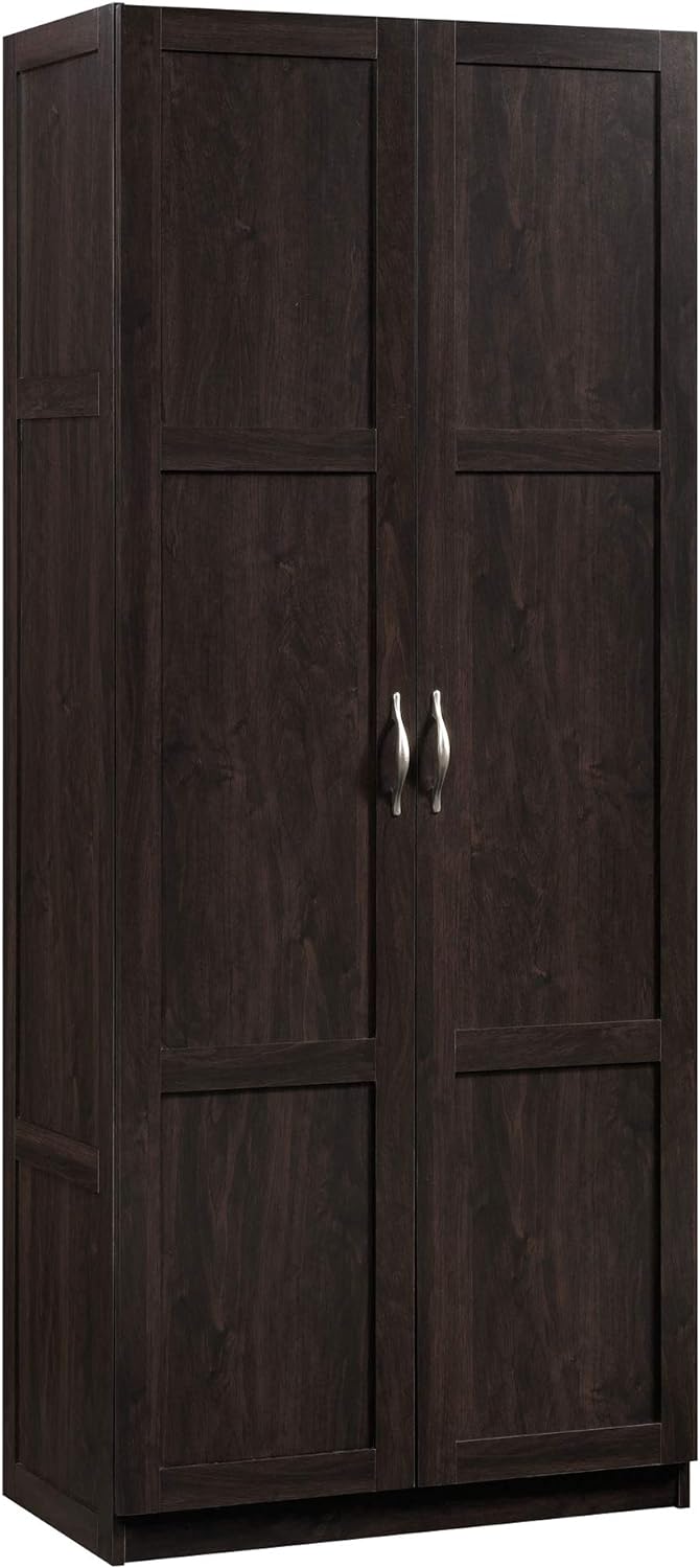 NEW - Sauder 419496 Miscellaneous Storage Storage Cabinet, 29.61 " x D: 16.02 " x H: 71.50", Cinnamon Cherry finish - Retail $187