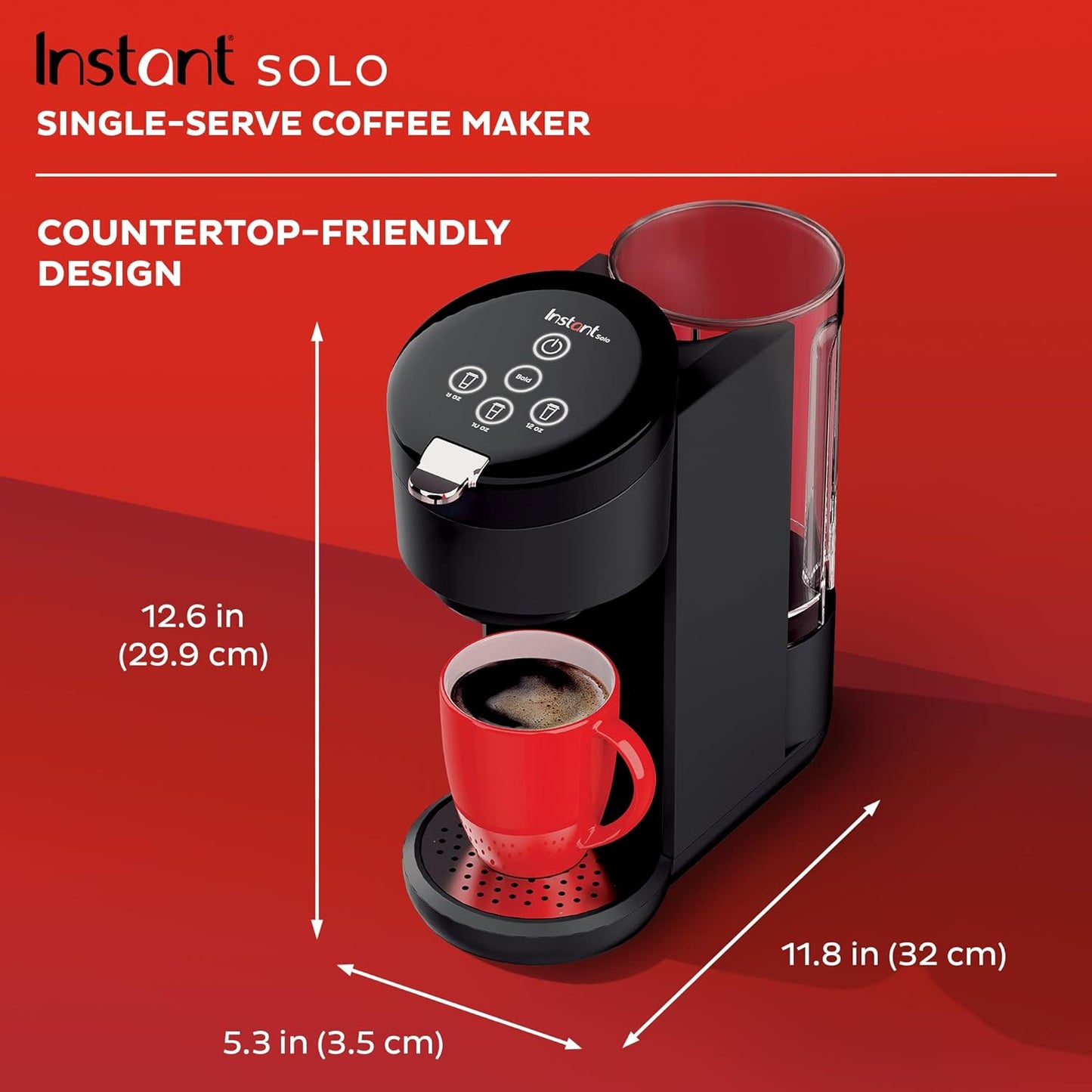 NEW - Instant Solo Single Serve Coffee Maker, From the Makers of Pot, K-Cup Pod Compatible Brewer, Includes Reusable & Bold Setting, Brew 8 to 12oz., 40oz. Water Reservoir, Black - Retail $69
