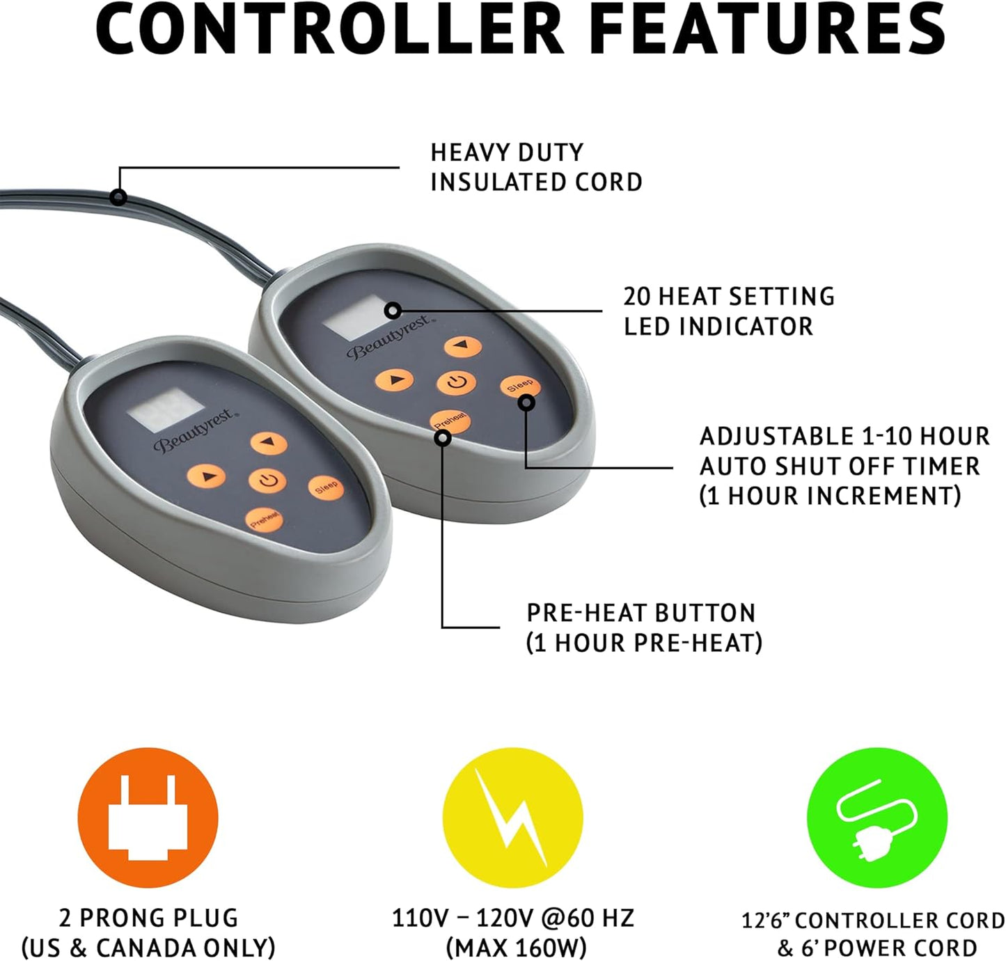 Beautyrest Heated Electric Blanket for Cold Weather, Fast Heating Heated Blanket, Auto Shut Off, Virtually Zero EMF, Multi Heat Setting, UL Certified, Mink Queen (90 inx84 in) - Retail $122