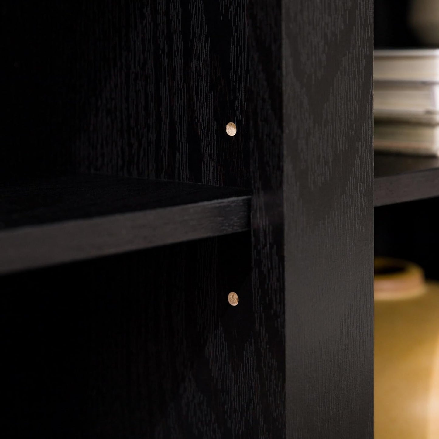 Damage - Walker Edison Wren Classic 6 Cubby TV Stand for TVs up to 80 Inches, 70 Inch, Black