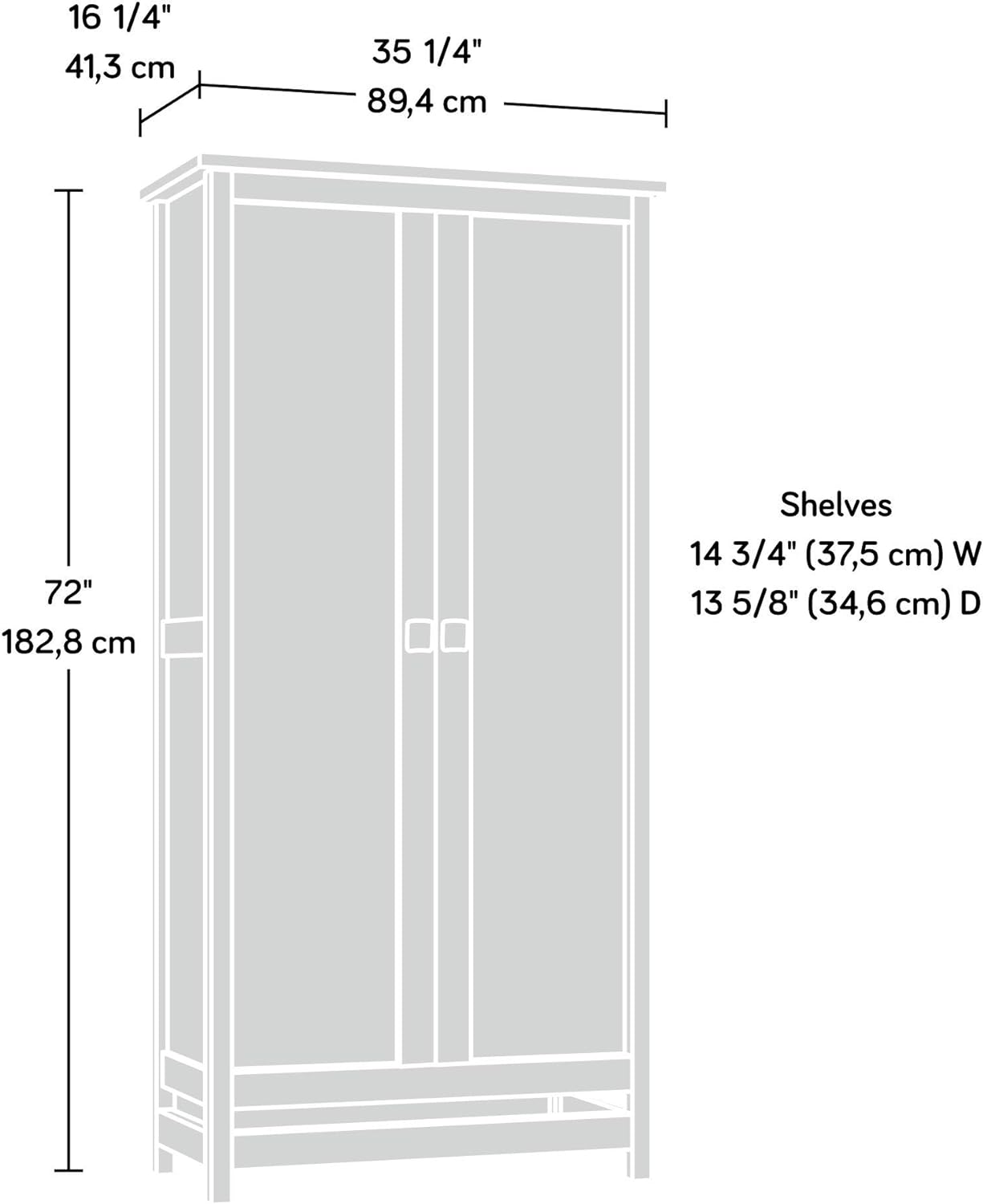 NEW - Sauder Cannery Bridge Storage Pantry Cabinet, L: 35.20in x W: 16.26in x H: 71.97in, Sindoori Mango finish - Retail $399