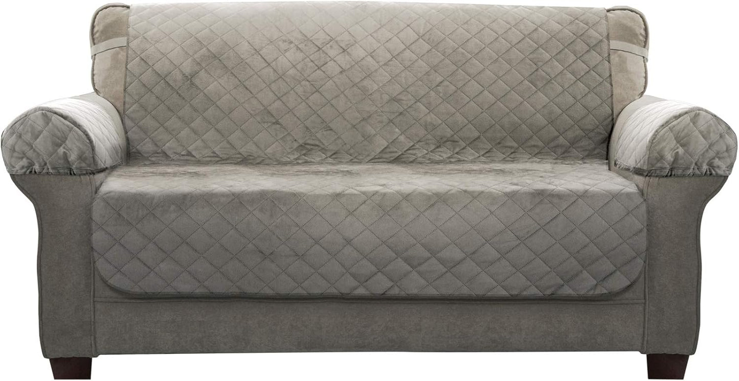 Zenna Home, Grey Protector: Waterproof Plush Loveseat Furniture Cover (EFCPLNSGY) - Retail $22