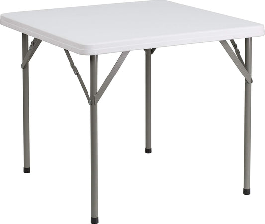 NEW - Flash Furniture Elon 2.85ft Square Plastic Folding Event Table for Indoor/Outdoor Events, Portable Banquet Table with Locking Legs, White - Retail $65