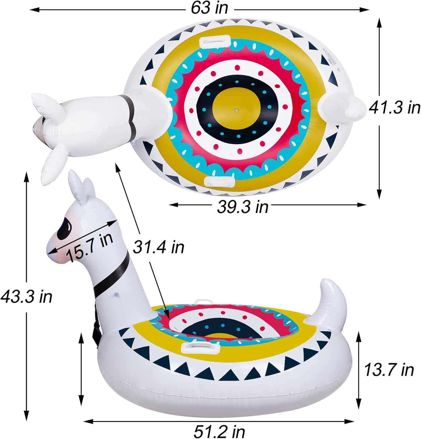 Inflatable Llama Pool Float, 51" Fiesta Alpaca Pool Floaties, Novelty Fun Water Inflatable Ride-On for Summer Swimming Pool Party Decoration Toys for Adults