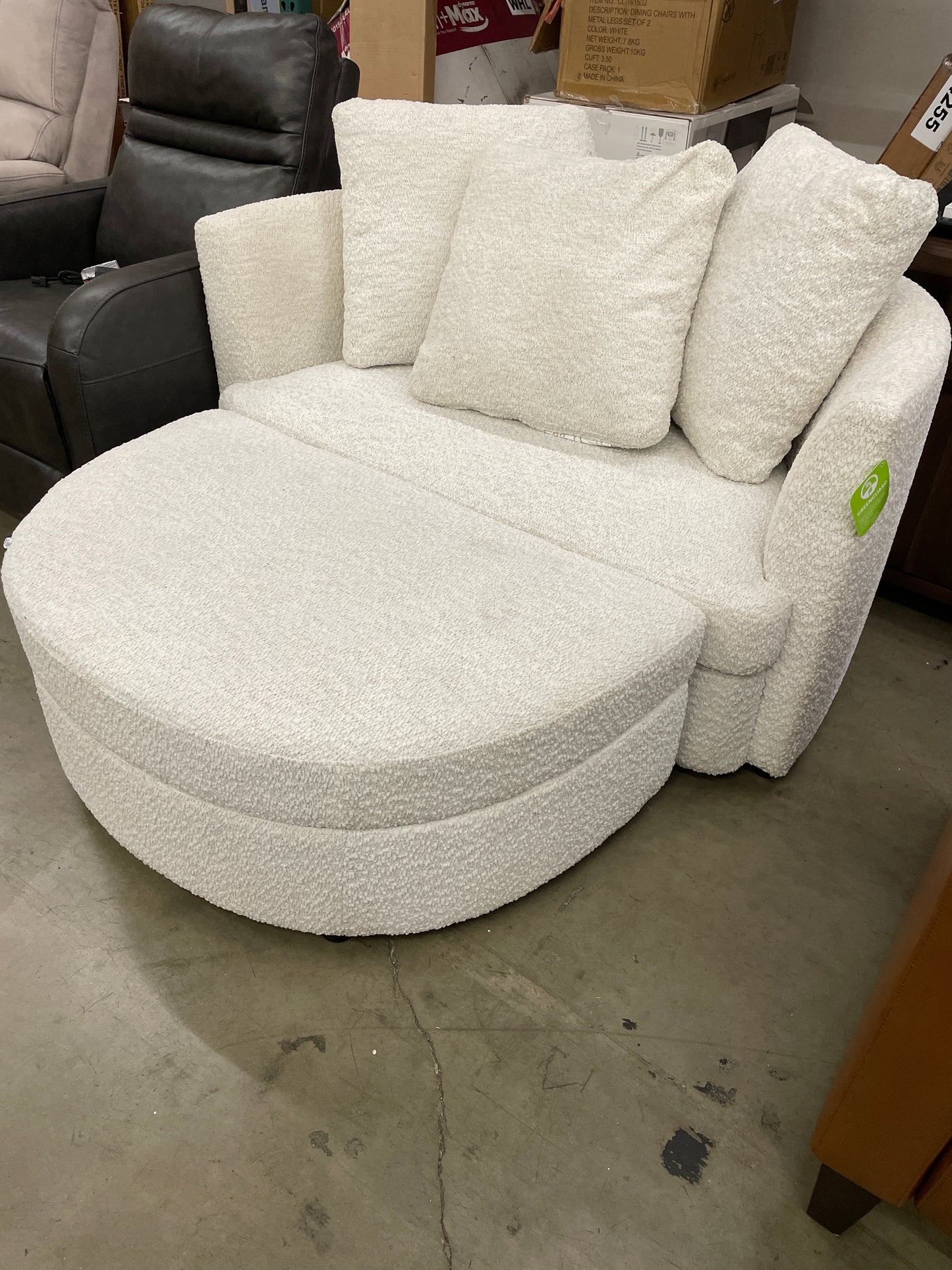 Holley Oversized Fabric Accent Chair with Storage Ottoman - Retail $500