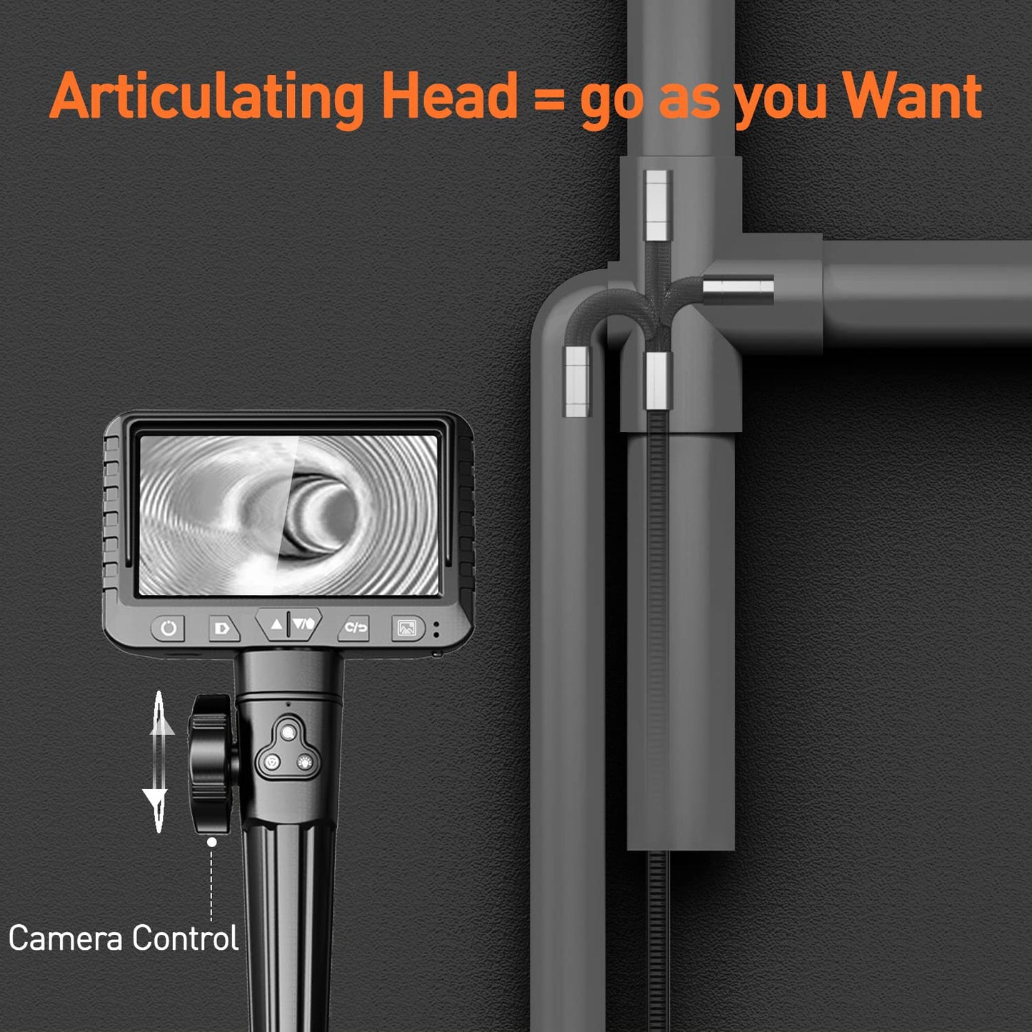 NEW - Two-Way Articulating Borescope, Industrial Endoscope with 0.33in Articulated Snake Camera, Video Inspection Scope with Light for Automotive Aircraft Mechanics- 5.5FT - Retail $110