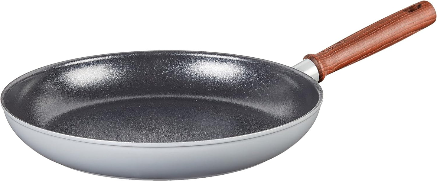 NEW - GreenPan Mayflower Pro Hard Anodized Healthy Ceramic Nonstick, 12in Frying Pan Skillet, Vintage Wood Handle, PFAS-Free, Induction, Charcoal Gray - Retail $55