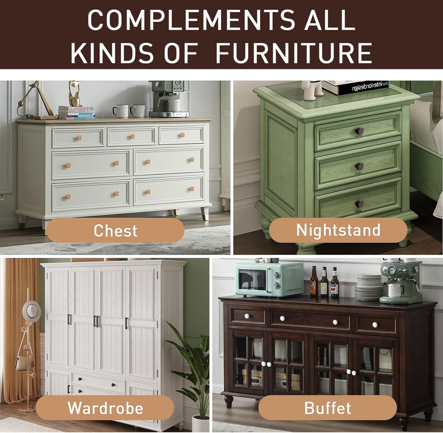 2 Pack Leather Cabinet Handle Pulls 5” Hand-Stitch Brown Leather Drawer Pulls Dresser Handle Pulls for Cabinets Cupboards Dressers Drawers Bedroom Leather Pulls