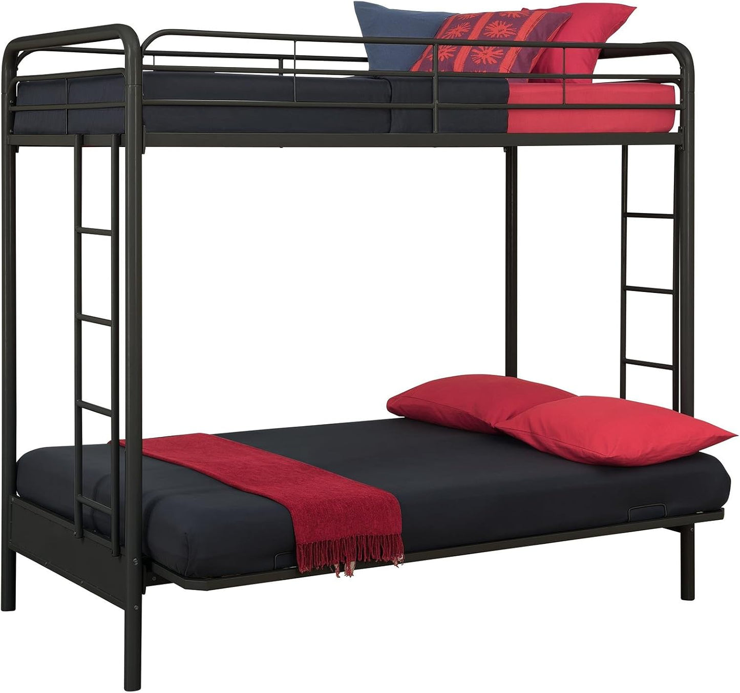 NEW - DHP Sammie Twin over Futon Metal Bunk Bed, Black - Retail $268