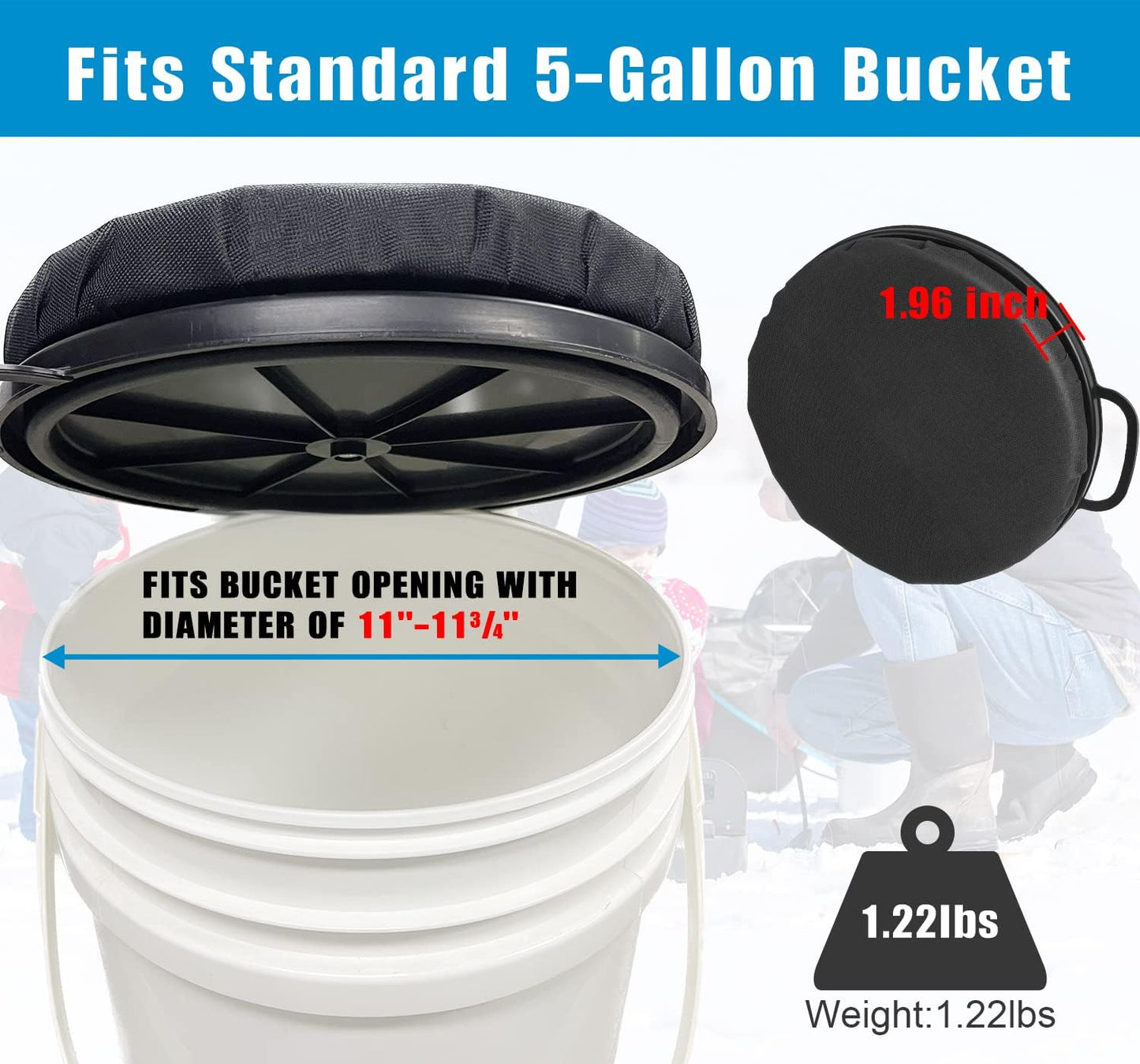 Foxtune 5 Gallon Bucket Seat Lid, 360 Degree Swivel Foam Bucket Spin Seat Cushion with Padded Top for Fishing, Hunting, Baseball Gardening and Camping, Silent, Comfortable, Water-Resistant