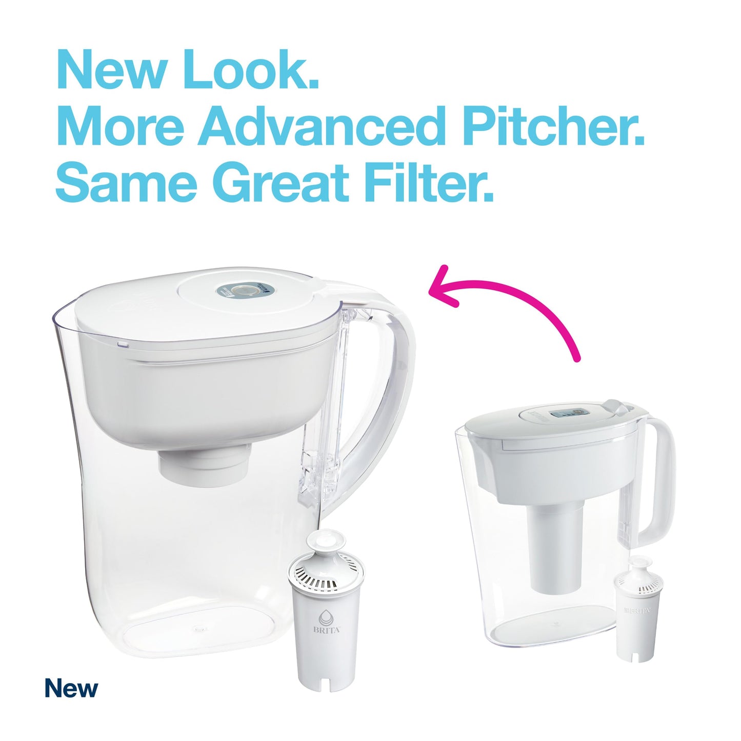 NEW - Brita Water Filter Pitcher for Tap and Drinking Water with 1 Standard Filter, Lasts 2 Months, 6-Cup Capacity, BPA Free, White