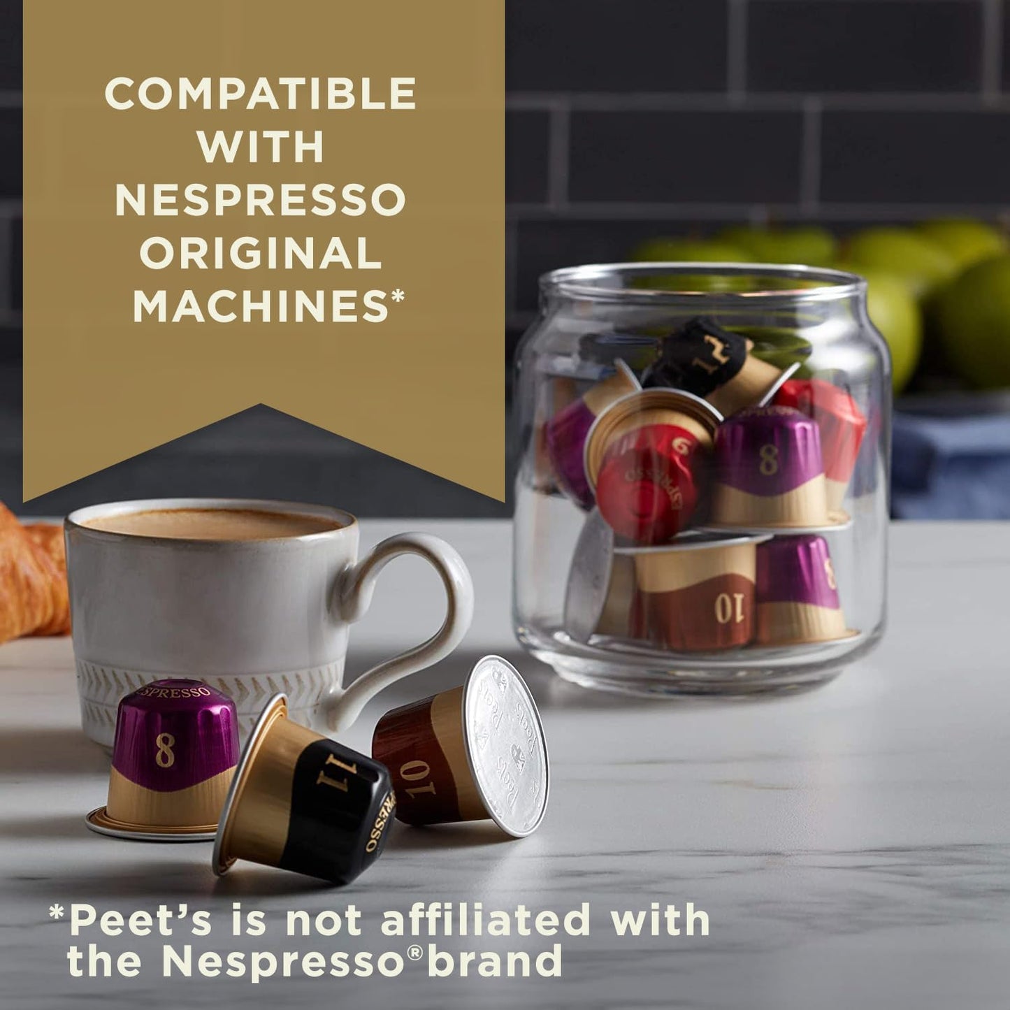 Peet's Coffee, Dark Roast Espresso Capsules, Compatible with Nespresso Original Machine - Nerissimo Intensity 11