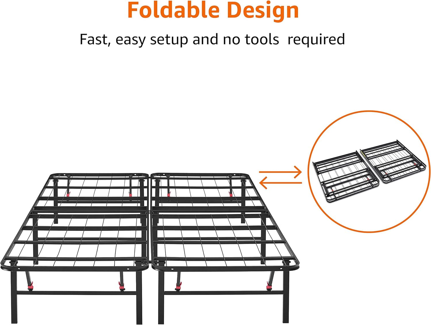 Like NEW - Amazon Basics KING Foldable Metal Platform Bed Frame, 14 Inches High - Retail $132