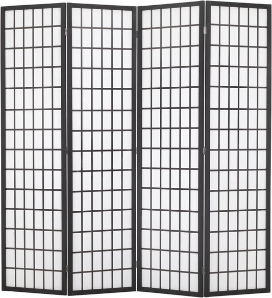 NEW - FDW Room Divider 4 Panel Oriental Shoji Screen 6Ft Folding Privacy Divider Wall Divider Portable Freestanding Partition Screen Japanese-Inspired Wood Divider,White - Retail $44