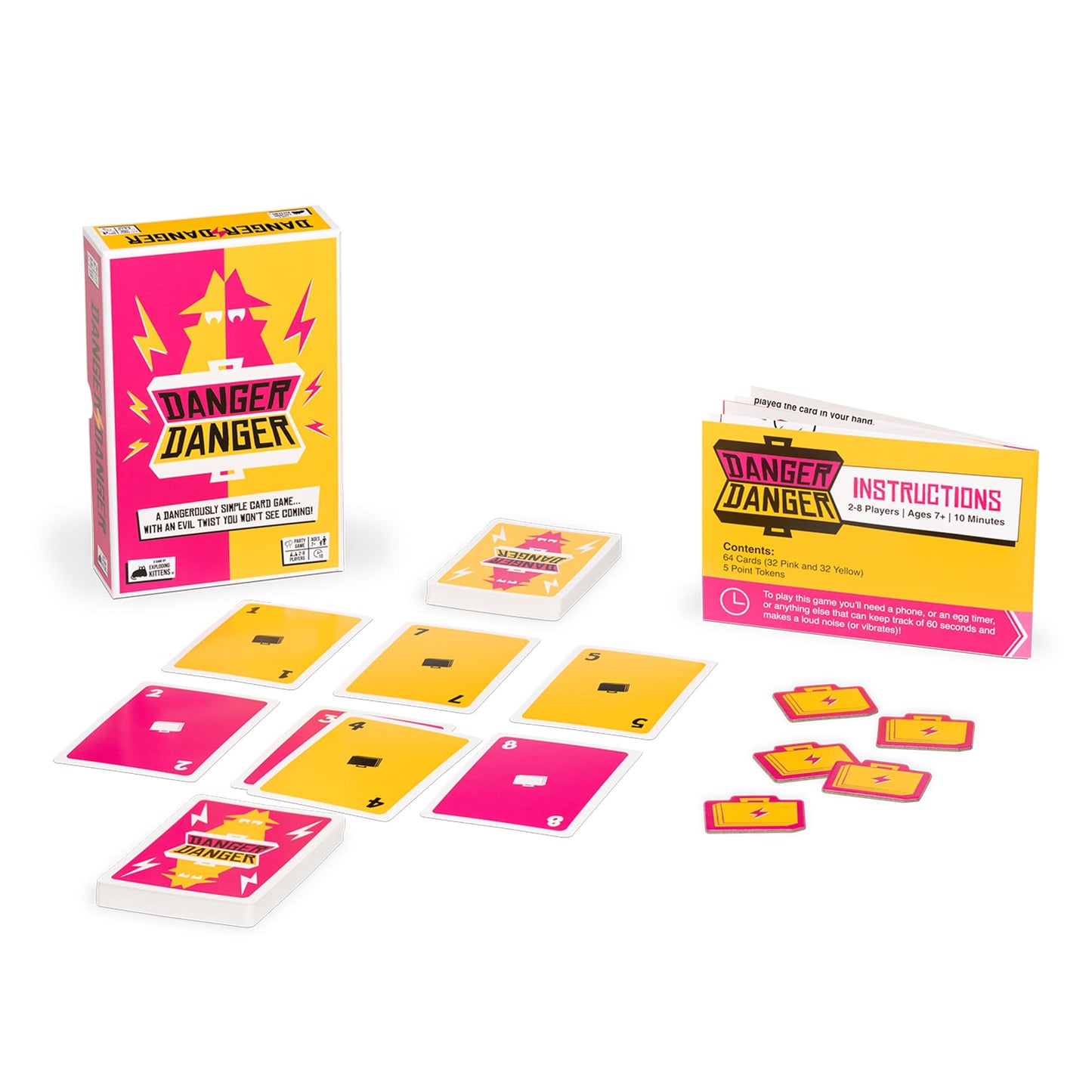 Exploding Kittens Danger Danger 2-8 Players - Ages 7+ - 10 Minutes to Play - Fast Paces Strategic Card Game - Party Game, Family Game Night, Kid and Adult Card Game