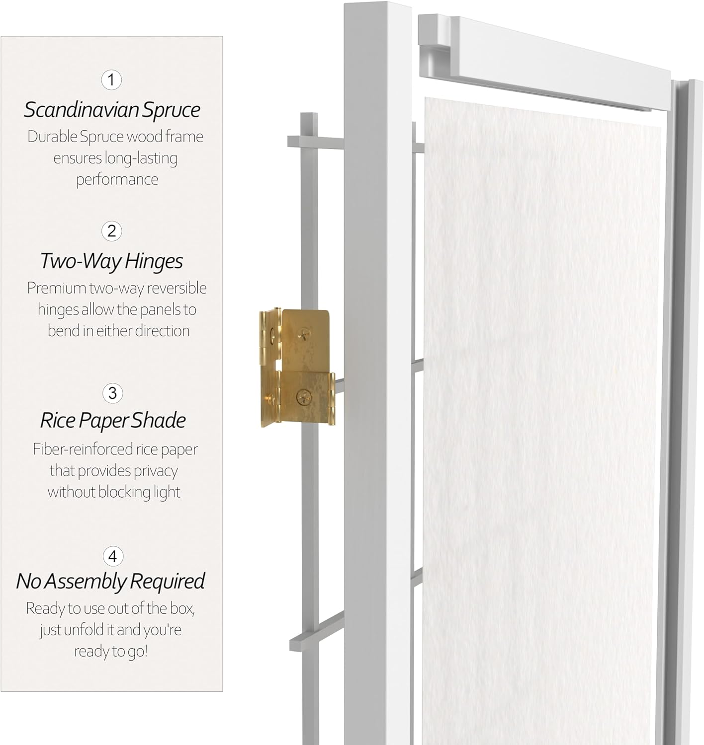 NEW W/ dmg - Oriental Furniture 6 ft. Tall Window Pane Shoji Screen - White - 3 Panels - Retail $83